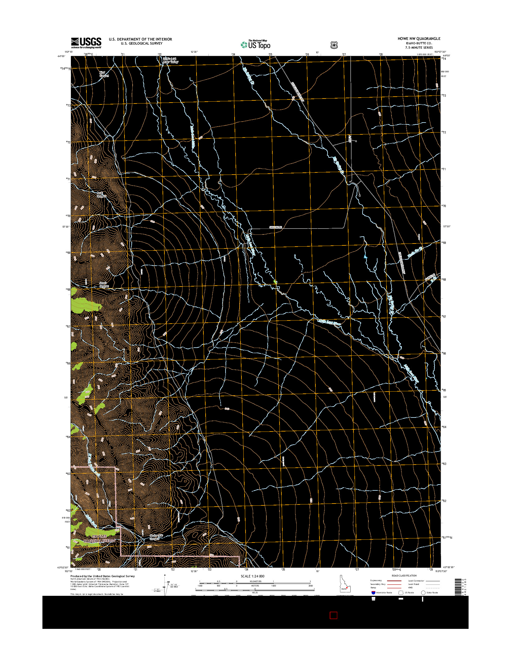 USGS US TOPO 7.5-MINUTE MAP FOR HOWE NW, ID 2017