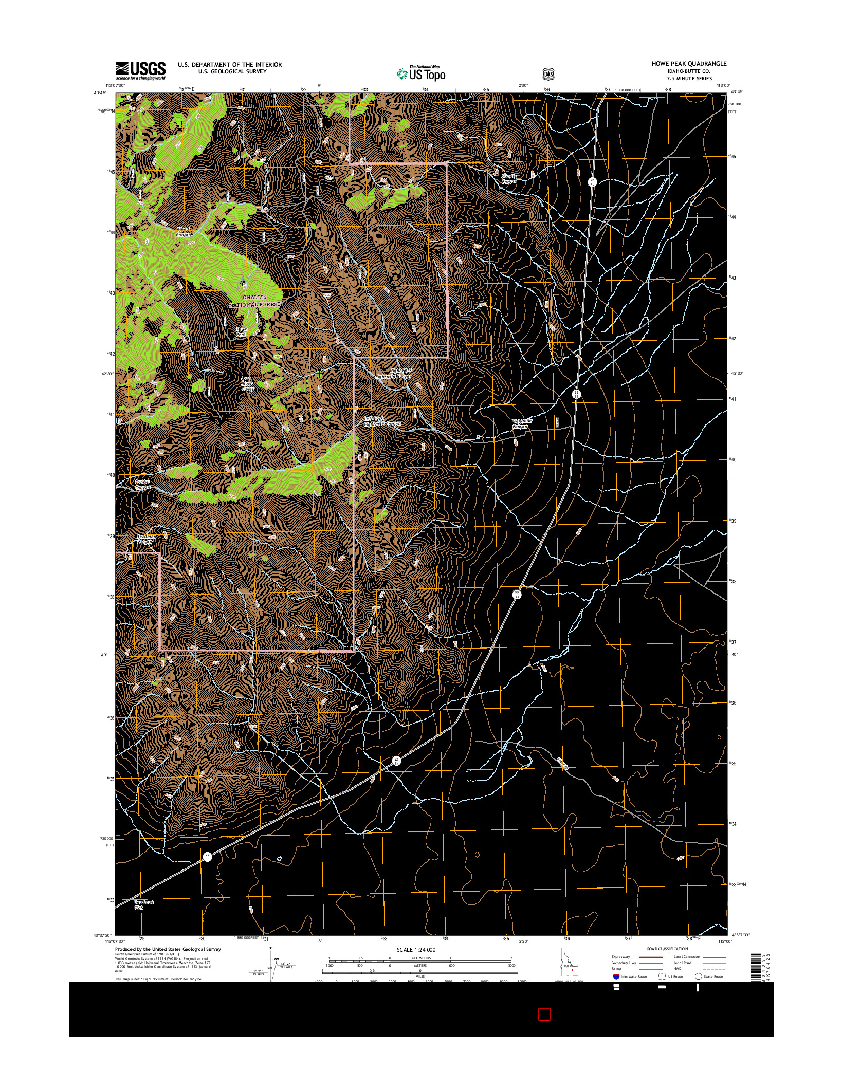 USGS US TOPO 7.5-MINUTE MAP FOR HOWE PEAK, ID 2017