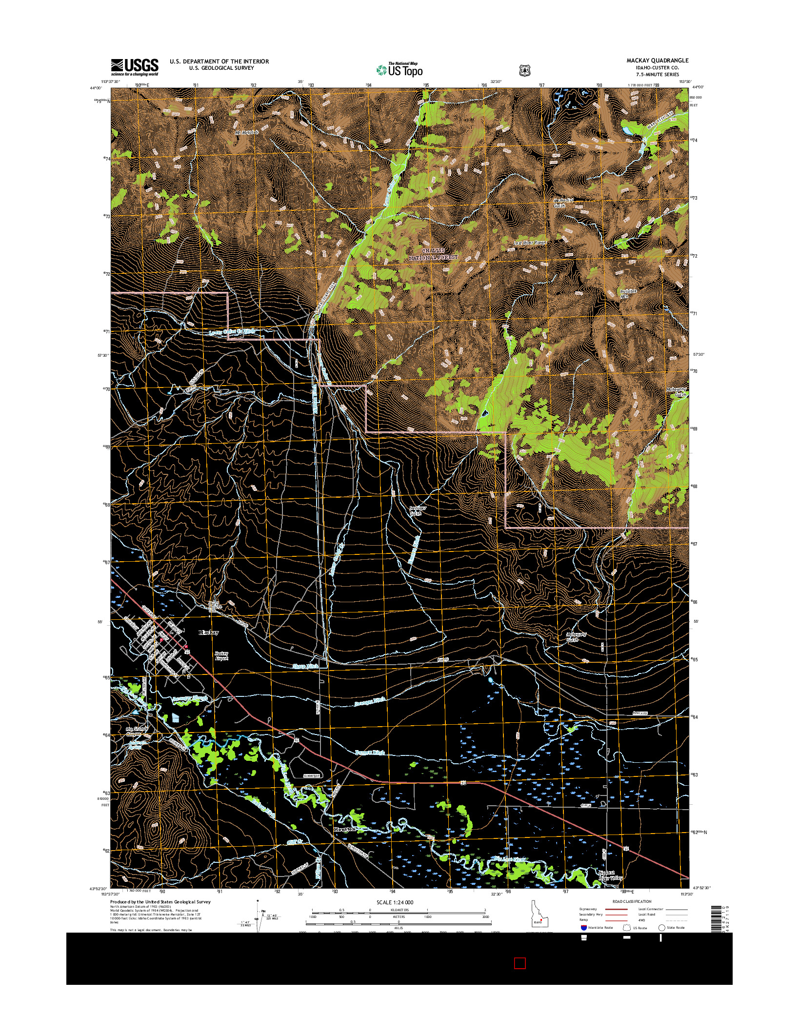 USGS US TOPO 7.5-MINUTE MAP FOR MACKAY, ID 2017