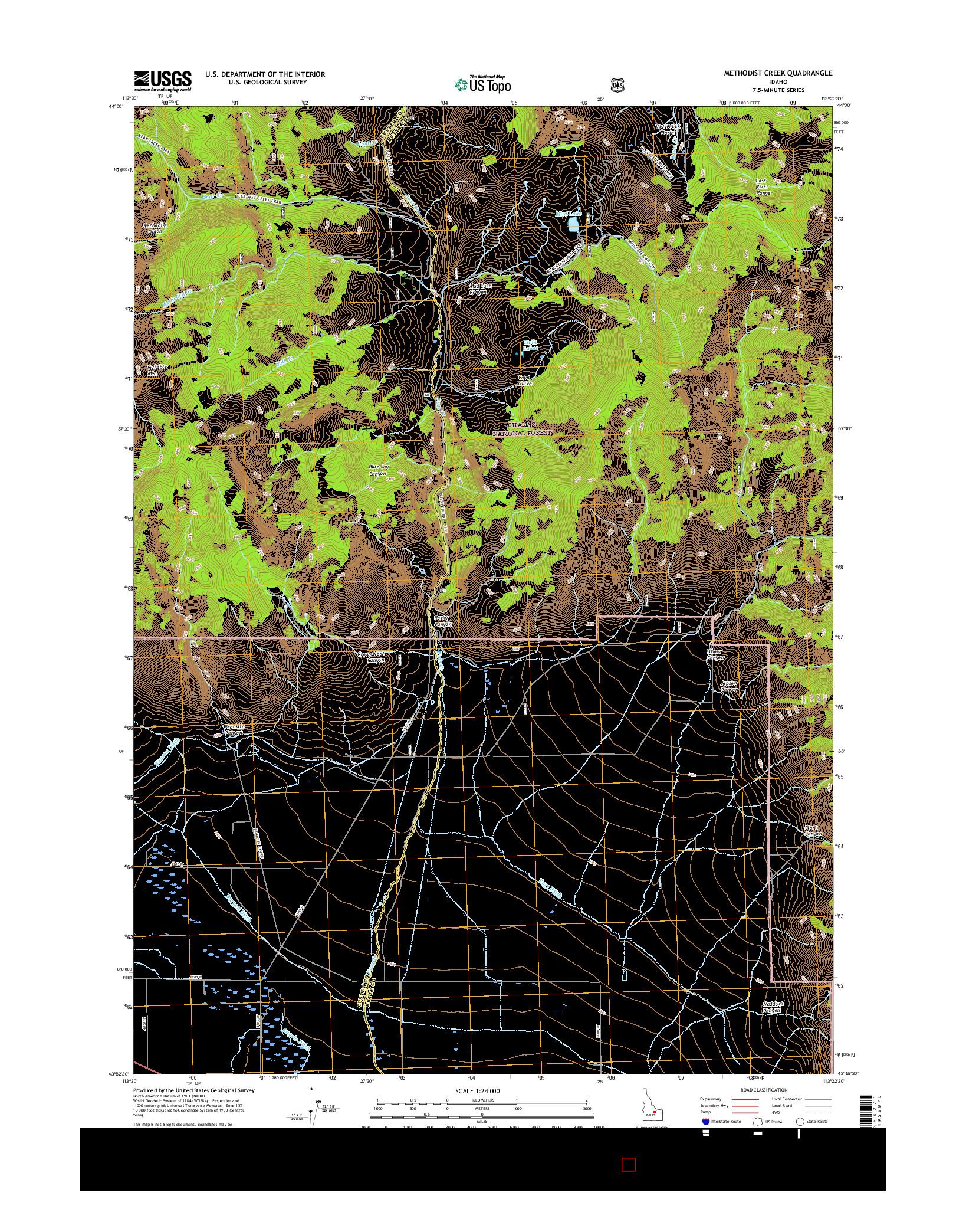 USGS US TOPO 7.5-MINUTE MAP FOR METHODIST CREEK, ID 2017