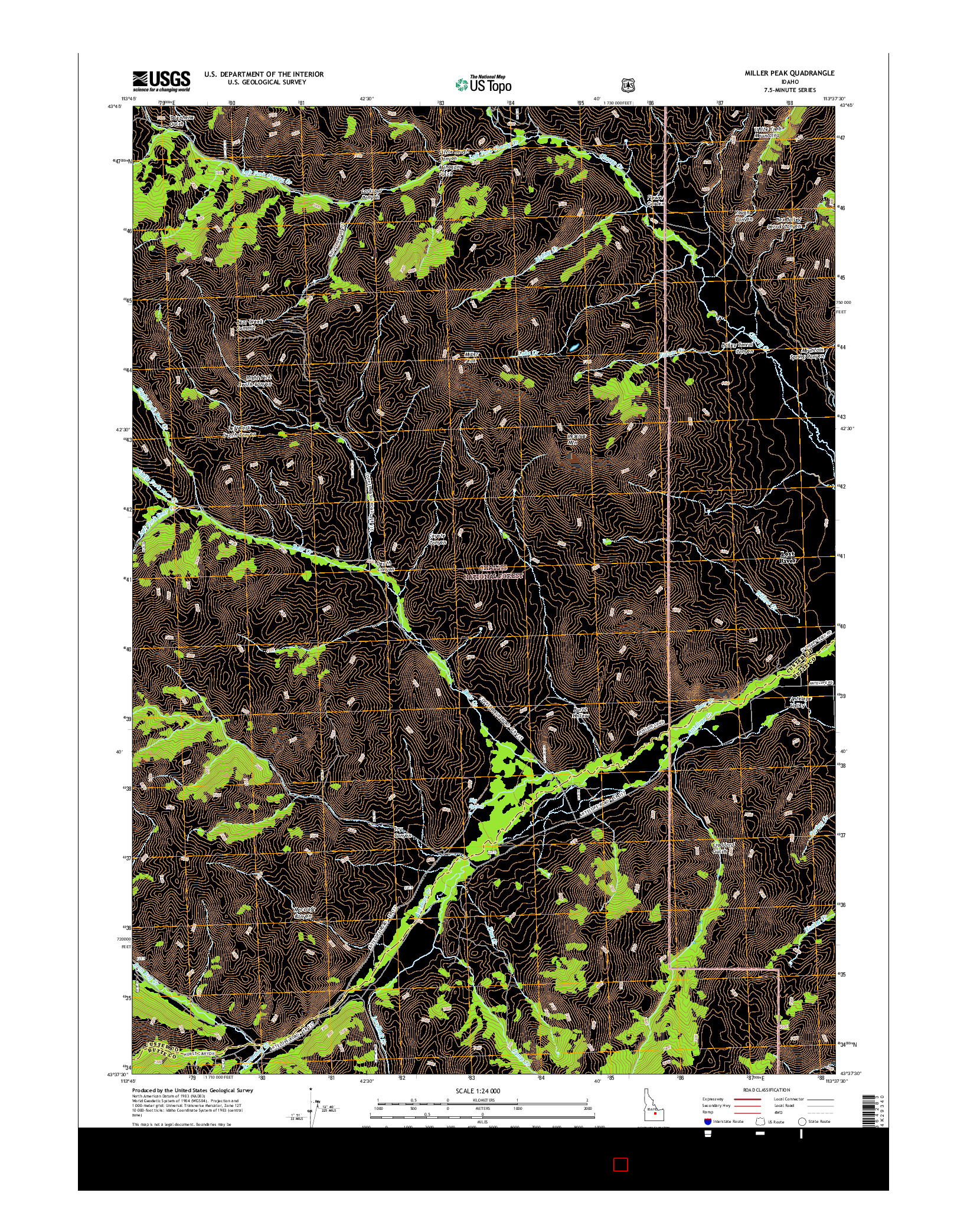 USGS US TOPO 7.5-MINUTE MAP FOR MILLER PEAK, ID 2017