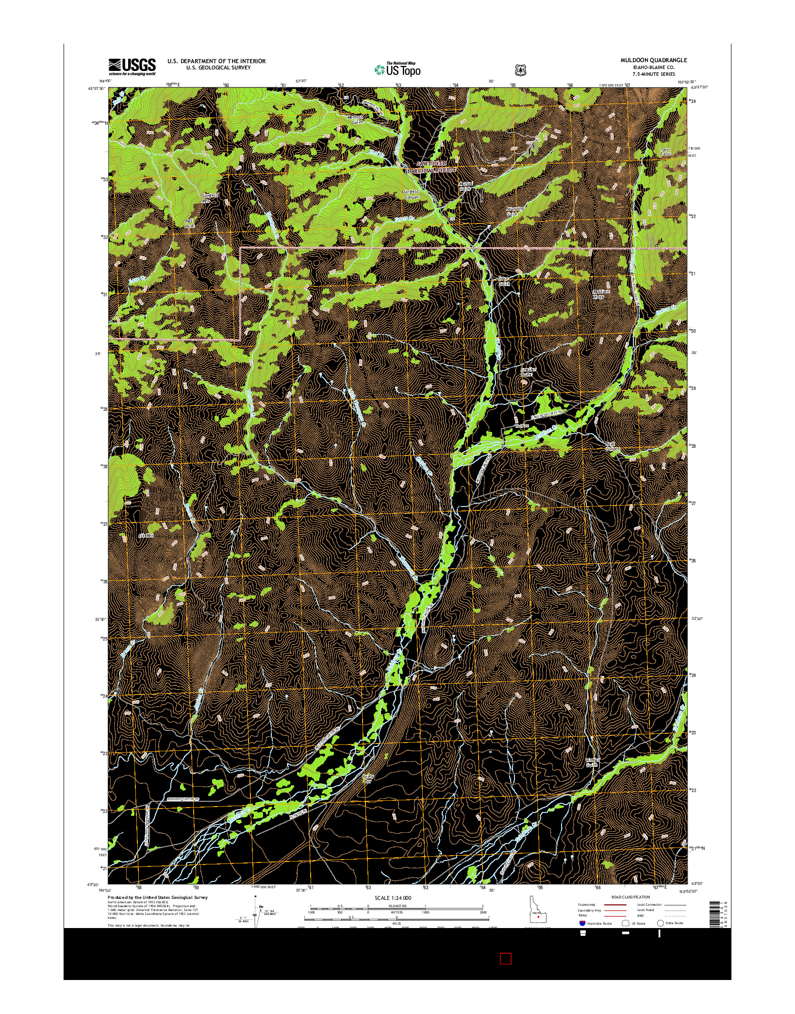 USGS US TOPO 7.5-MINUTE MAP FOR MULDOON, ID 2017