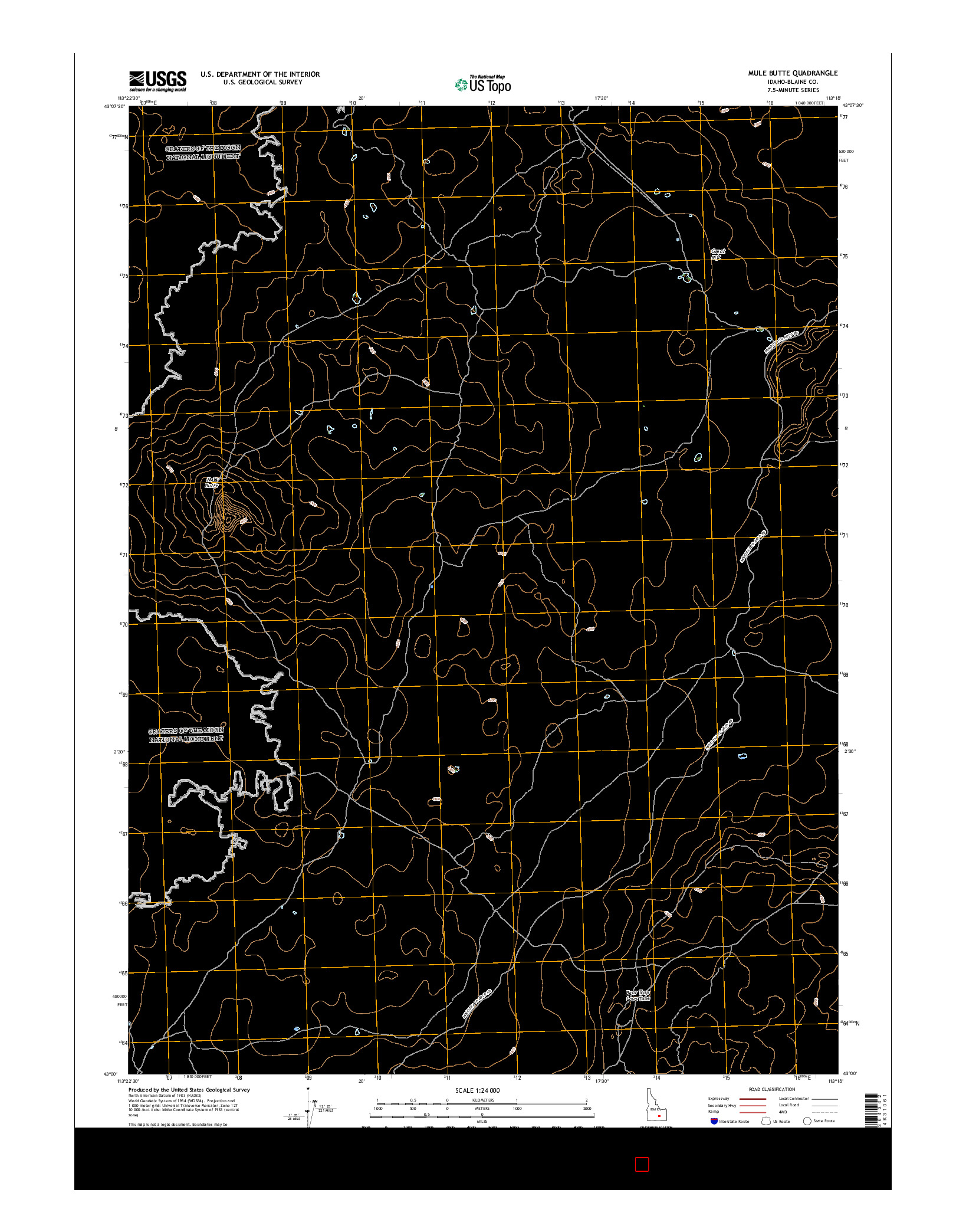 USGS US TOPO 7.5-MINUTE MAP FOR MULE BUTTE, ID 2017