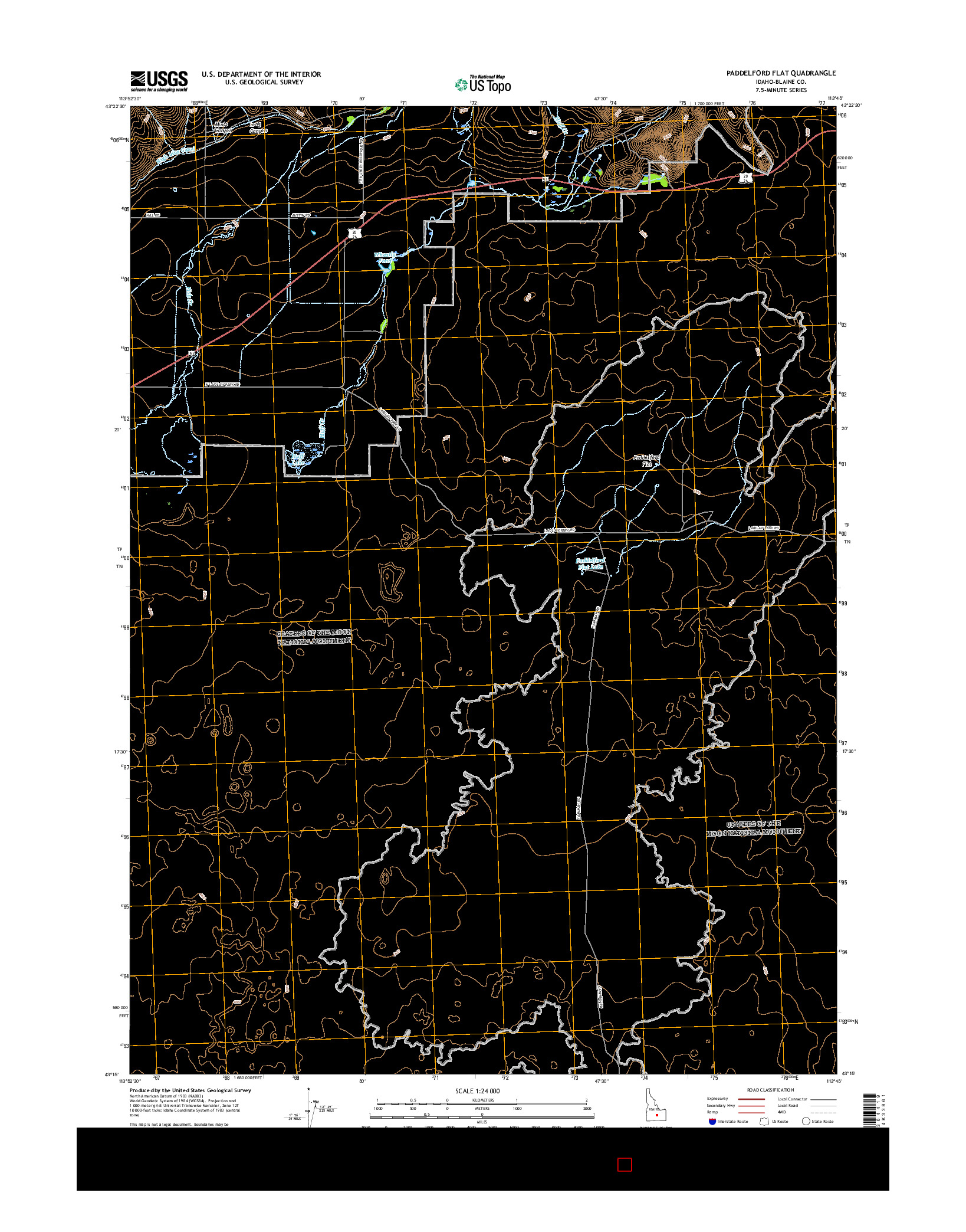 USGS US TOPO 7.5-MINUTE MAP FOR PADDELFORD FLAT, ID 2017