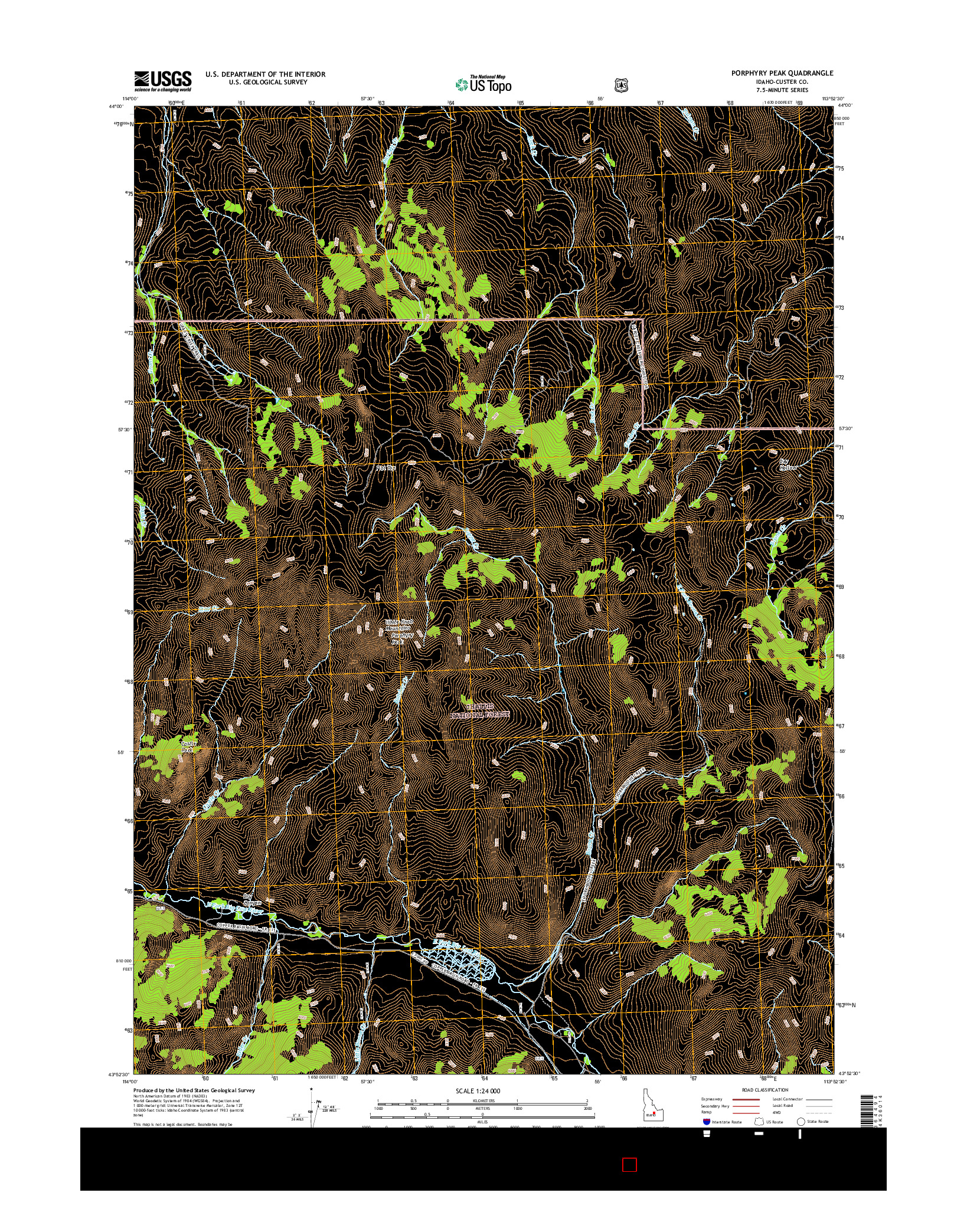 USGS US TOPO 7.5-MINUTE MAP FOR PORPHYRY PEAK, ID 2017