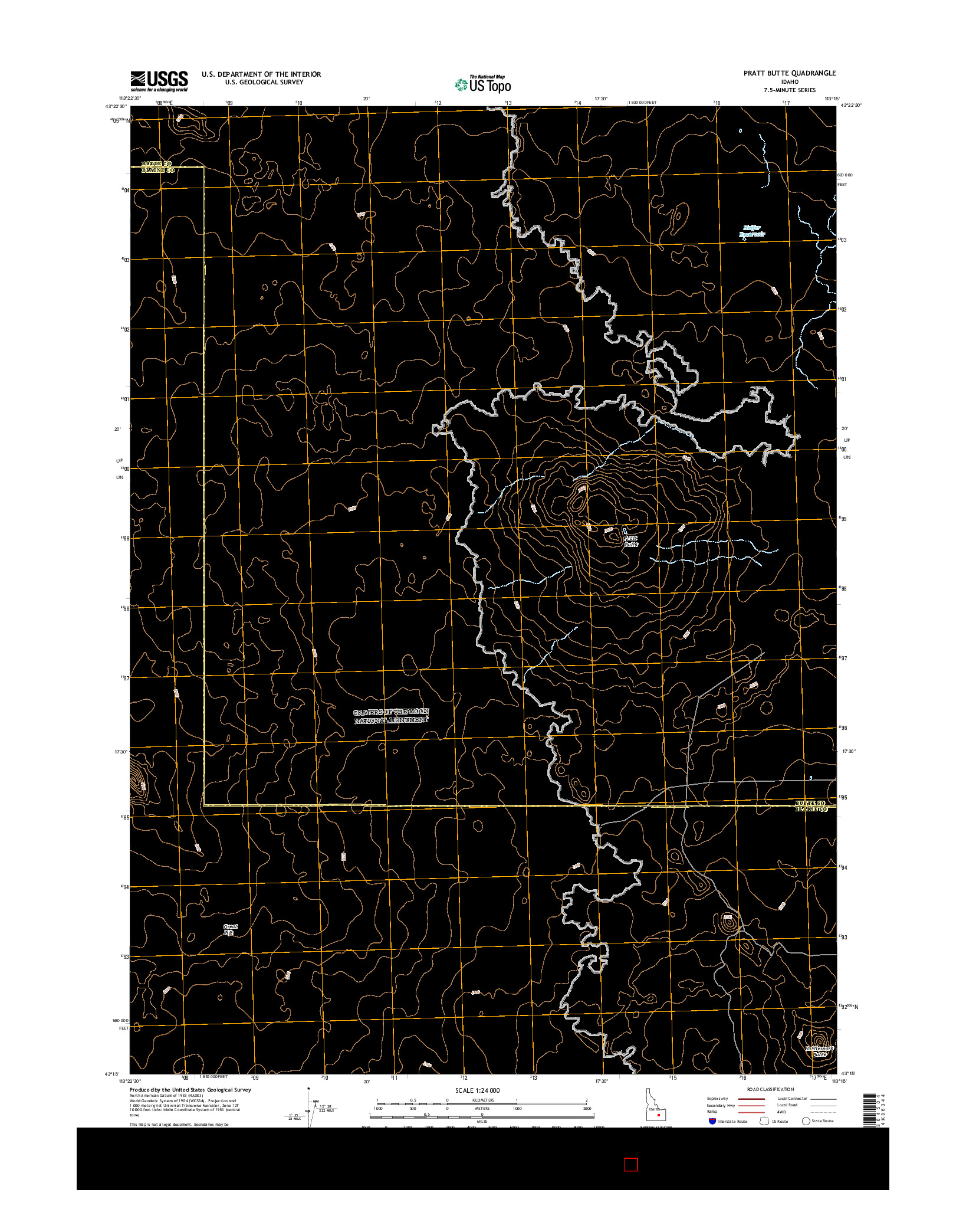 USGS US TOPO 7.5-MINUTE MAP FOR PRATT BUTTE, ID 2017