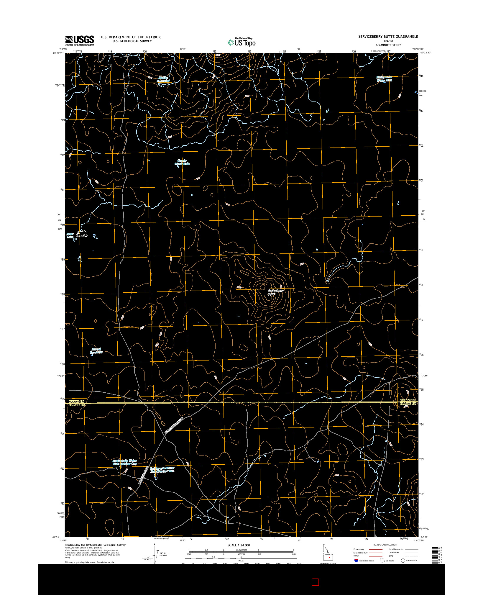 USGS US TOPO 7.5-MINUTE MAP FOR SERVICEBERRY BUTTE, ID 2017