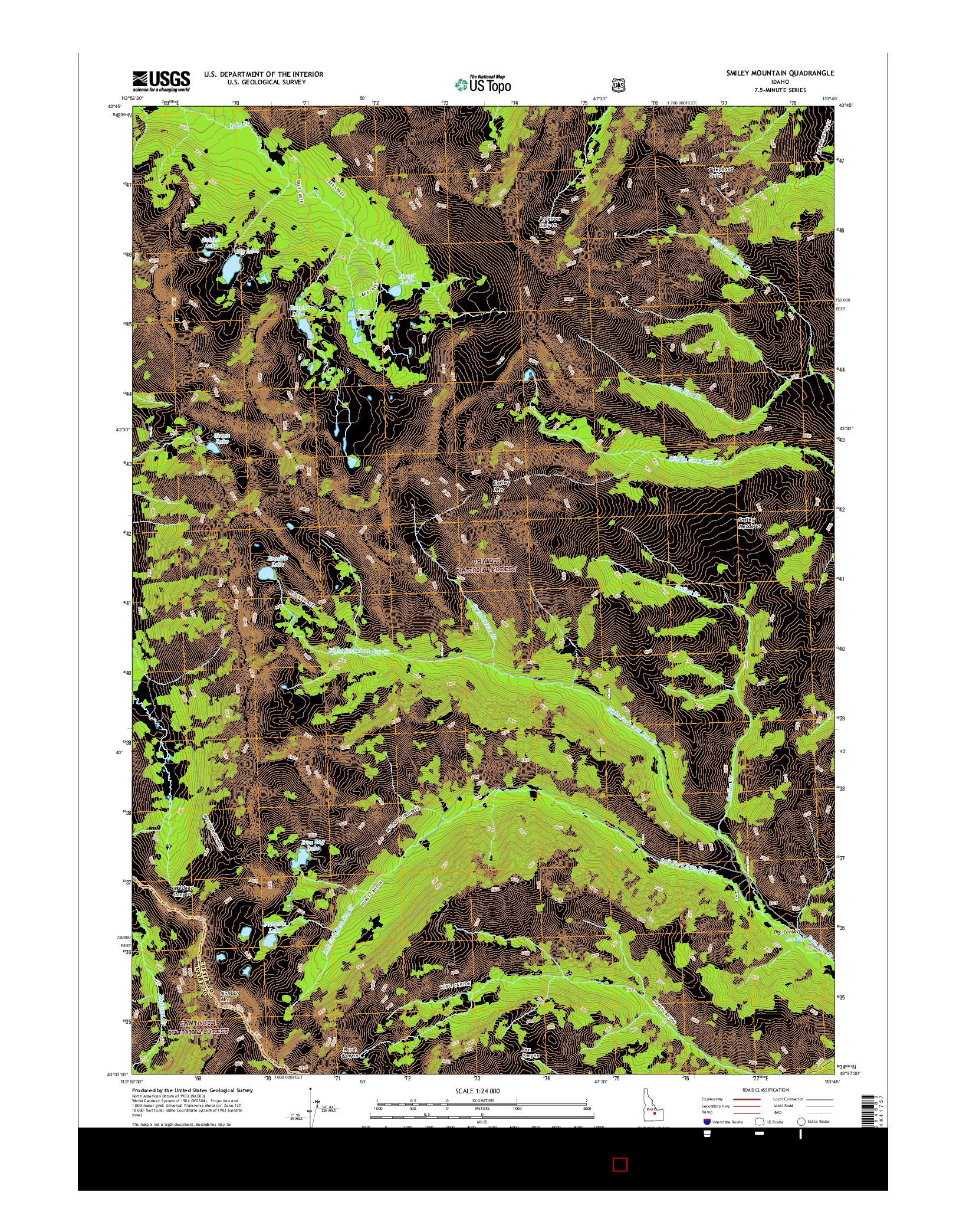 USGS US TOPO 7.5-MINUTE MAP FOR SMILEY MOUNTAIN, ID 2017