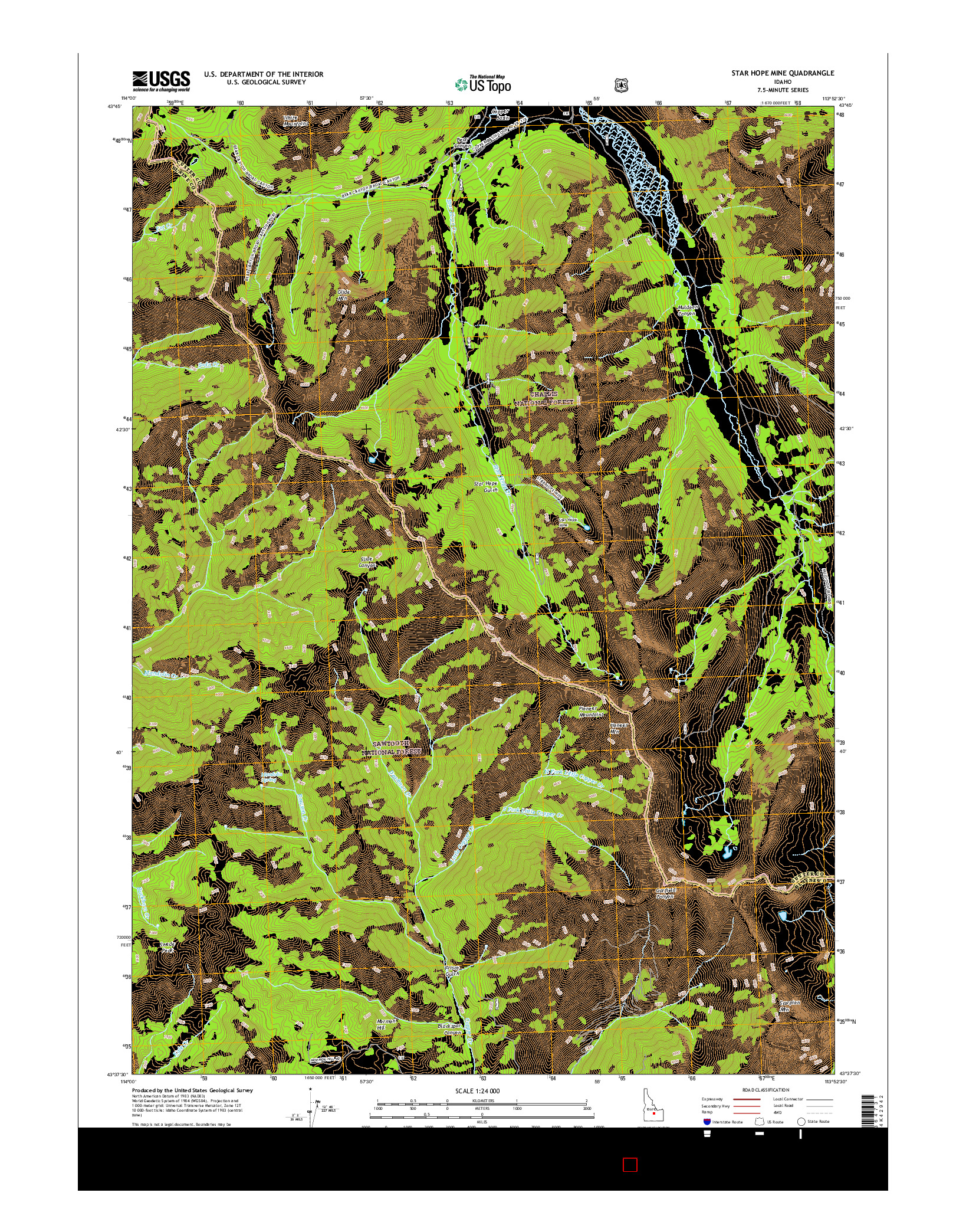 USGS US TOPO 7.5-MINUTE MAP FOR STAR HOPE MINE, ID 2017