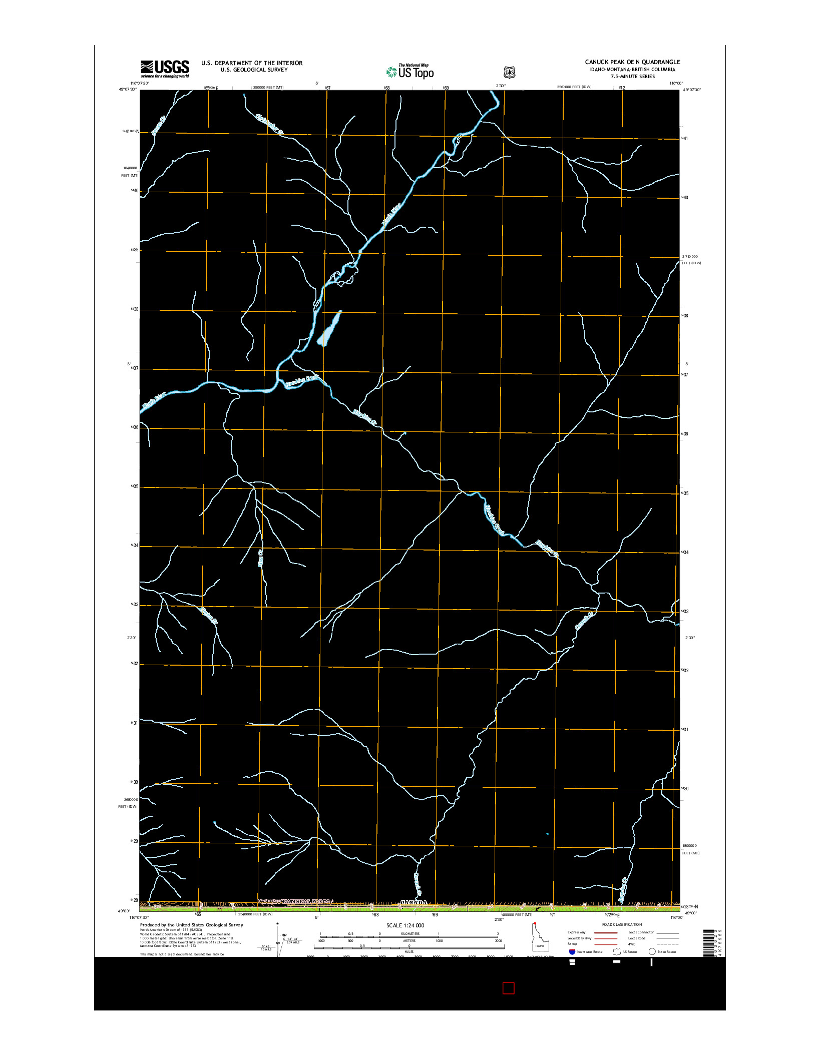 USGS US TOPO 7.5-MINUTE MAP FOR CANUCK PEAK OE N, ID-MT-BC 2017