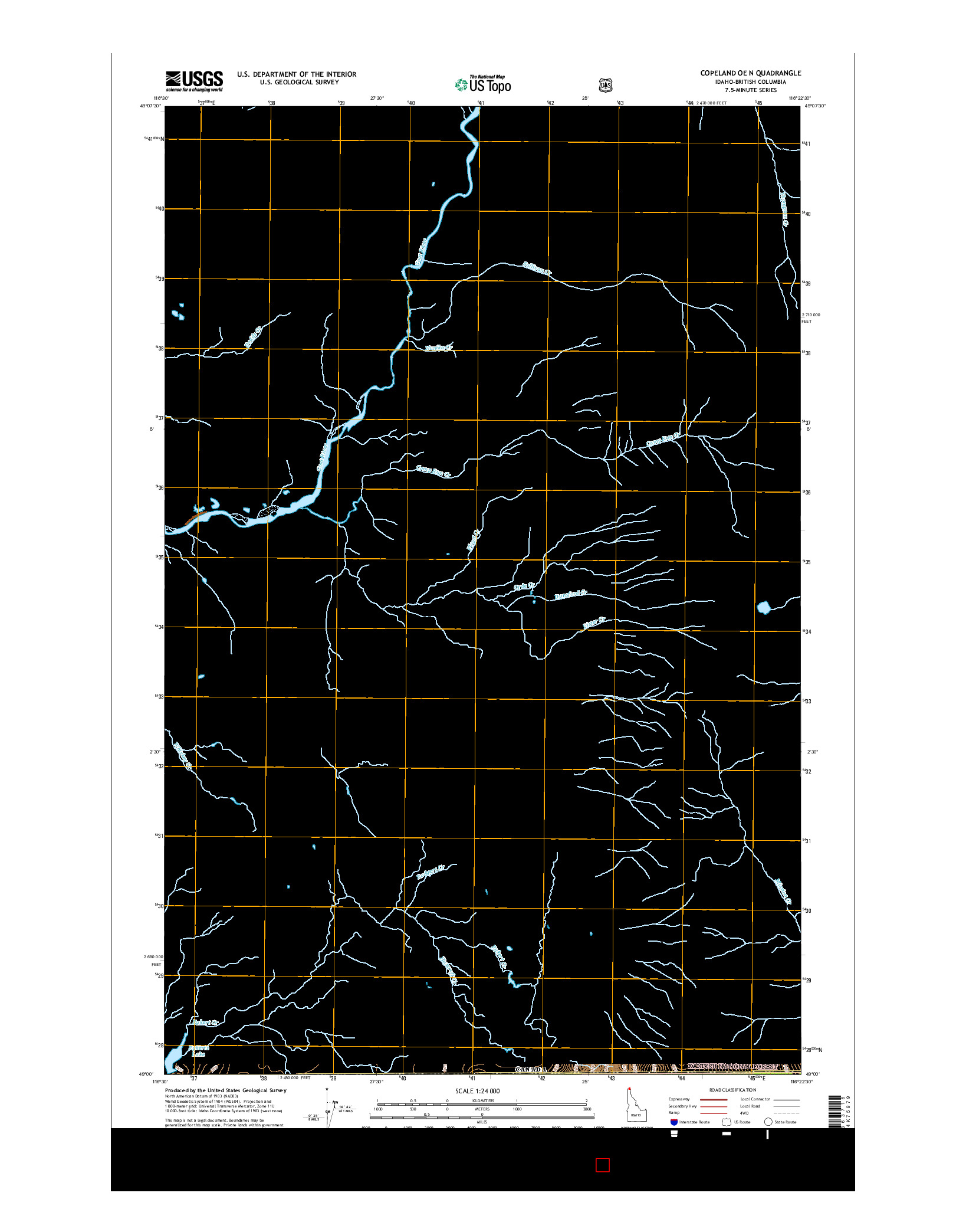 USGS US TOPO 7.5-MINUTE MAP FOR COPELAND OE N, ID-BC 2017