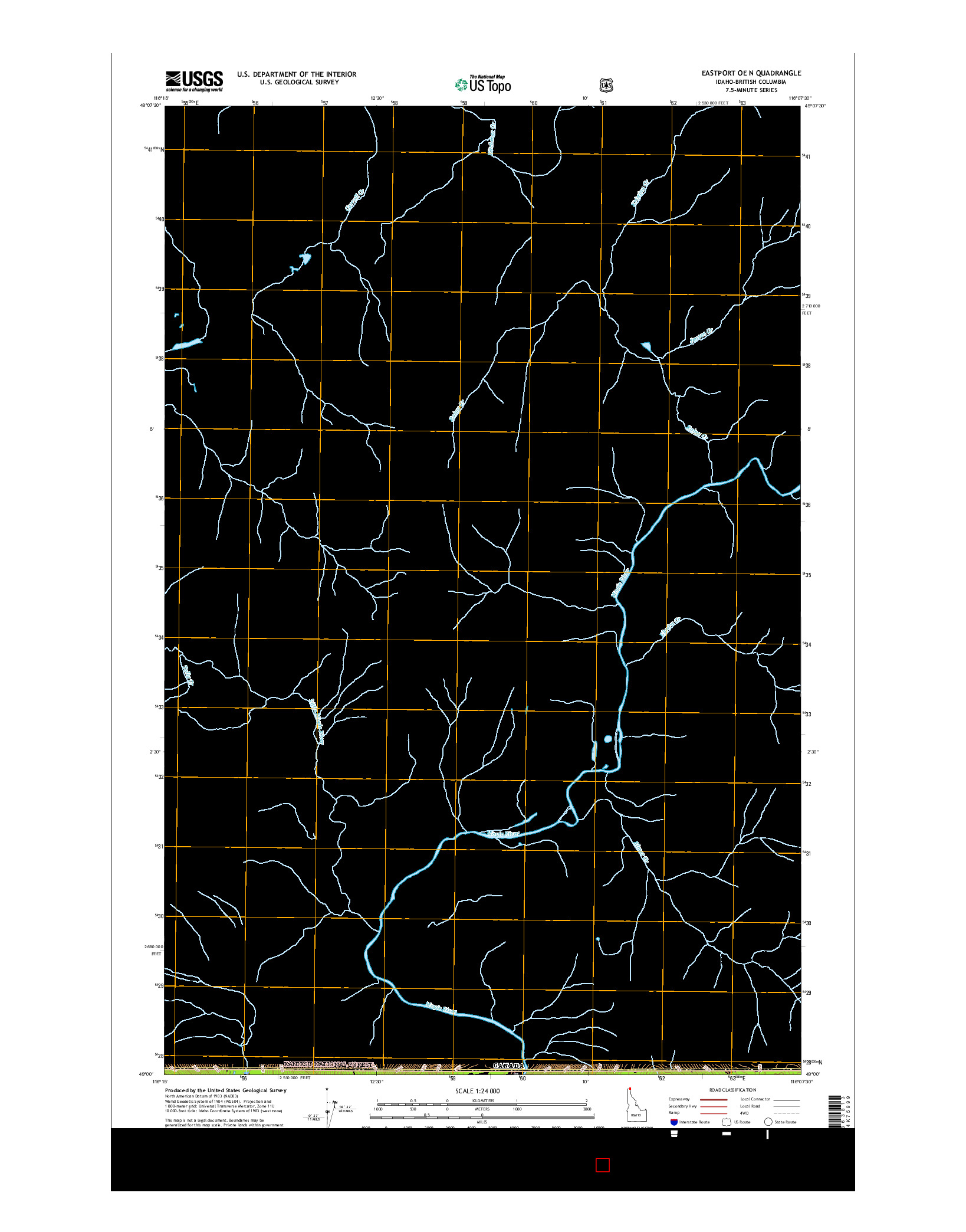 USGS US TOPO 7.5-MINUTE MAP FOR EASTPORT OE N, ID-BC 2017