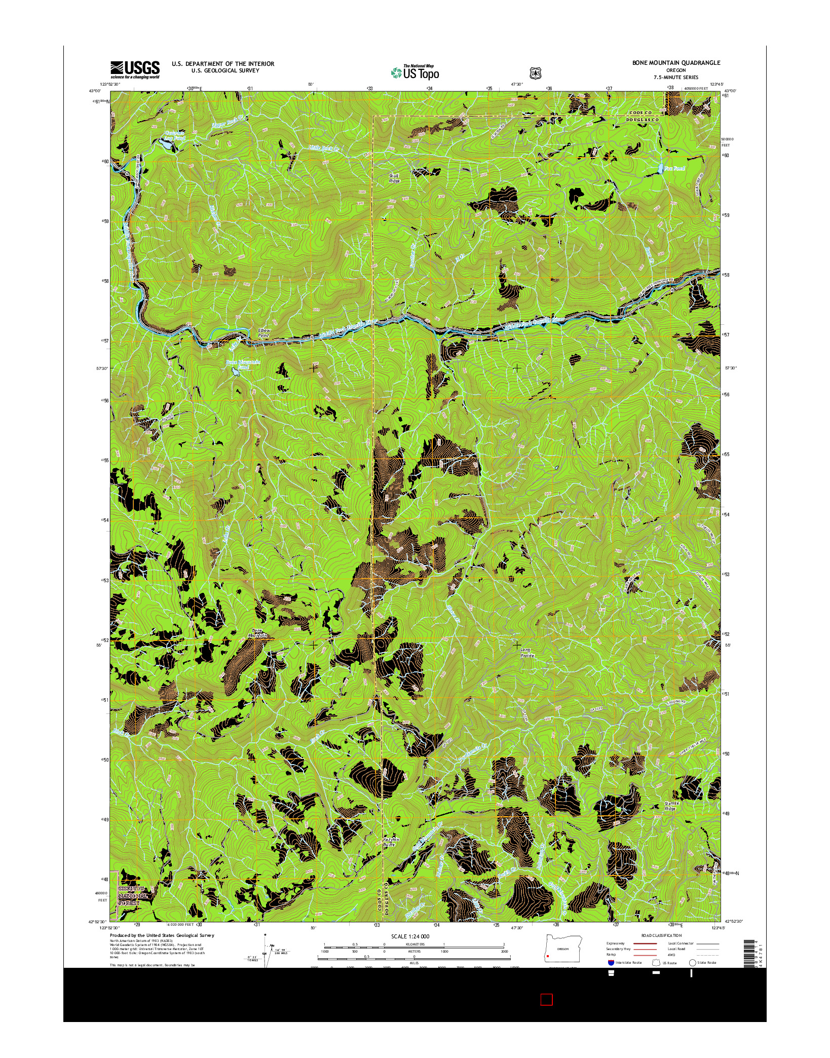 USGS US TOPO 7.5-MINUTE MAP FOR BONE MOUNTAIN, OR 2017