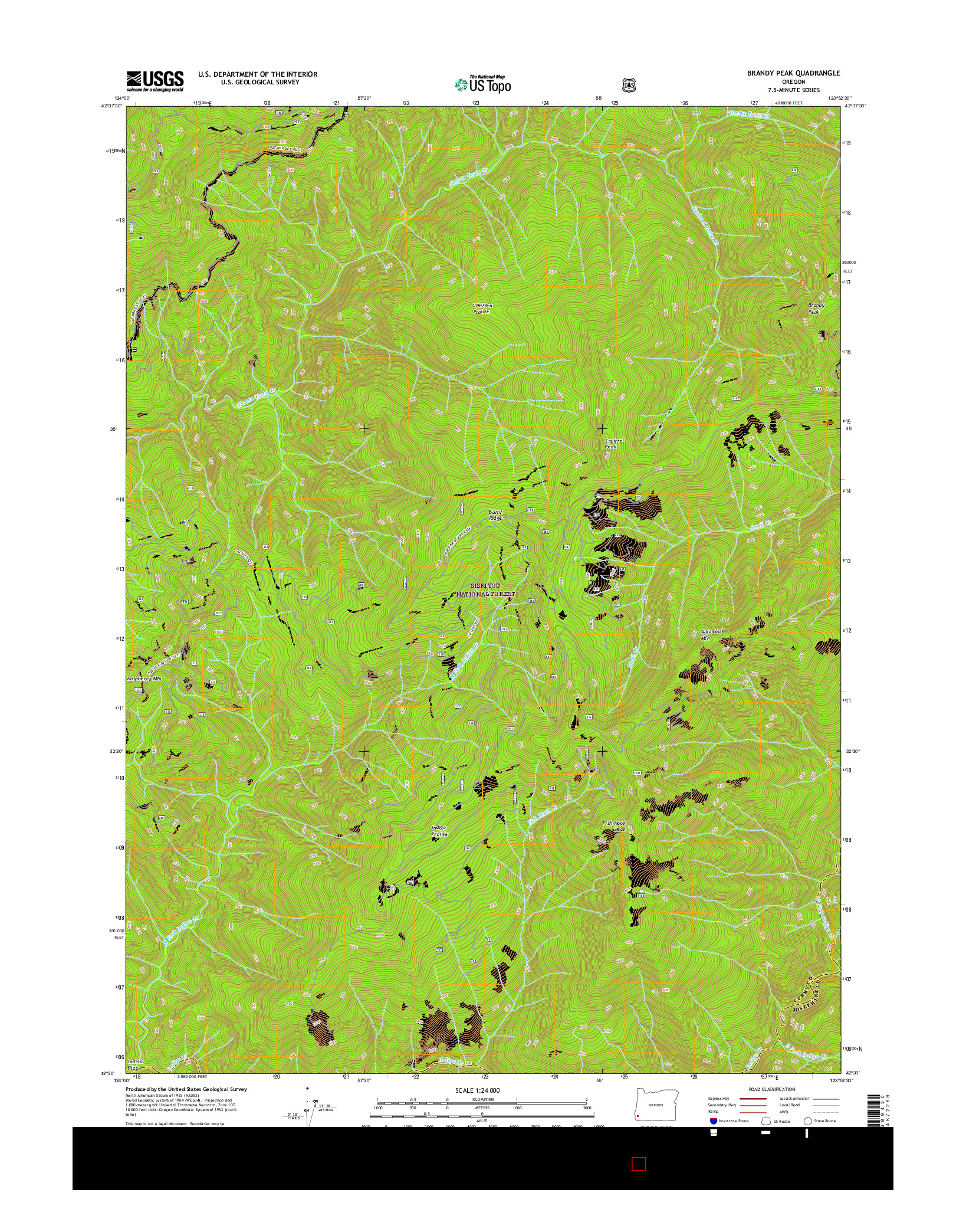 USGS US TOPO 7.5-MINUTE MAP FOR BRANDY PEAK, OR 2017