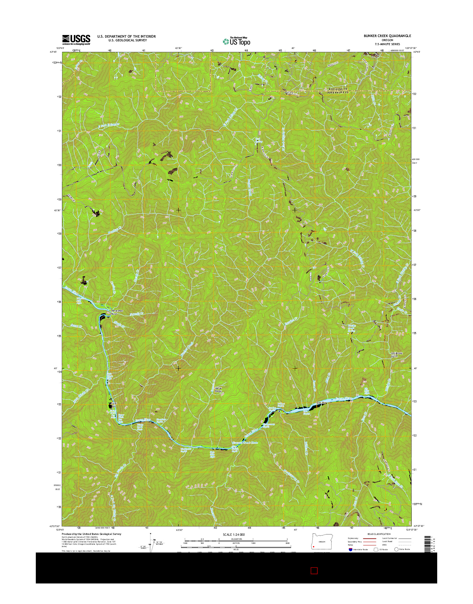 USGS US TOPO 7.5-MINUTE MAP FOR BUNKER CREEK, OR 2017
