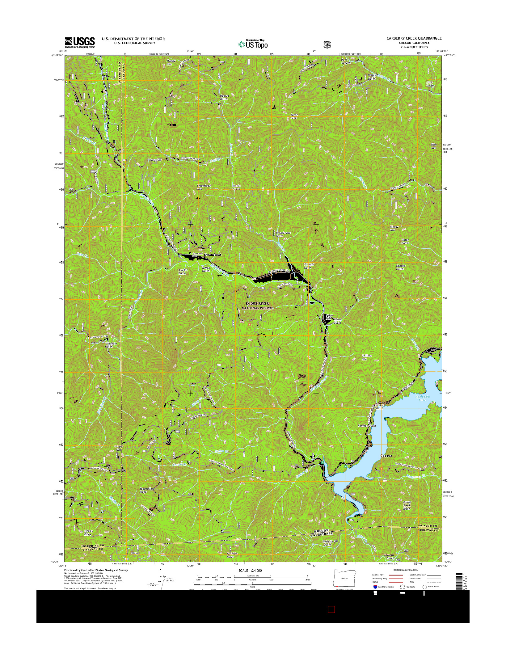 USGS US TOPO 7.5-MINUTE MAP FOR CARBERRY CREEK, OR-CA 2017