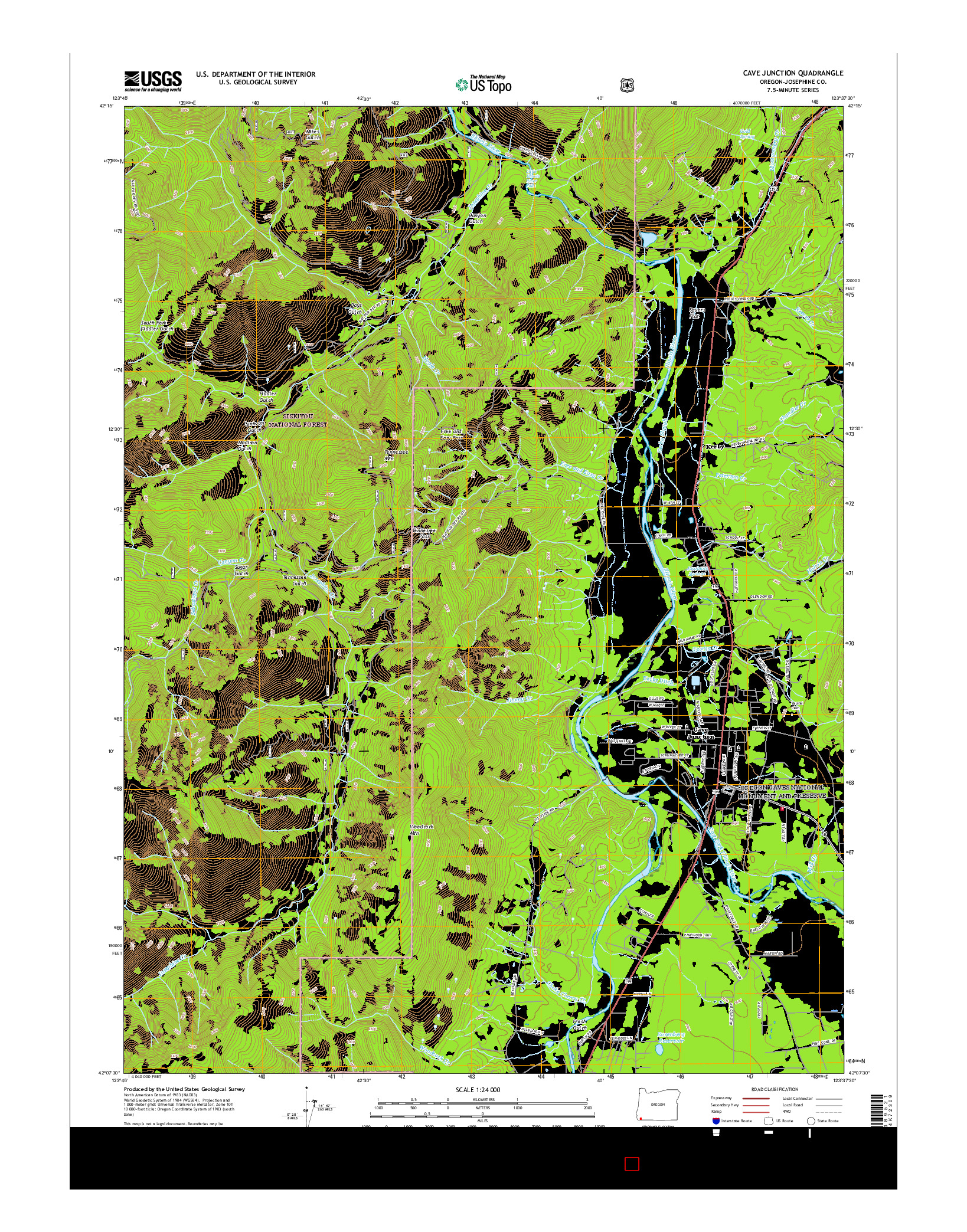 USGS US TOPO 7.5-MINUTE MAP FOR CAVE JUNCTION, OR 2017