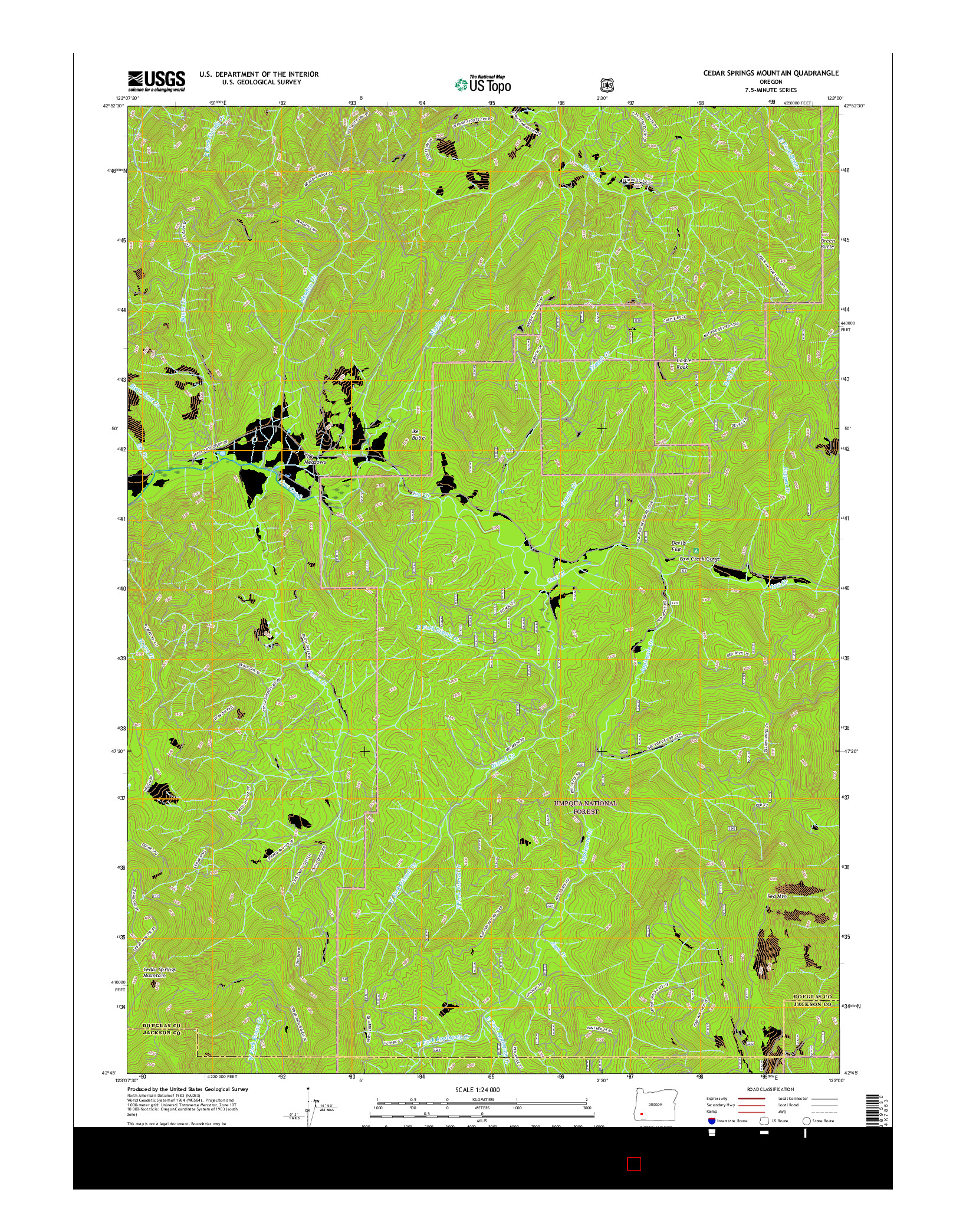 USGS US TOPO 7.5-MINUTE MAP FOR CEDAR SPRINGS MOUNTAIN, OR 2017