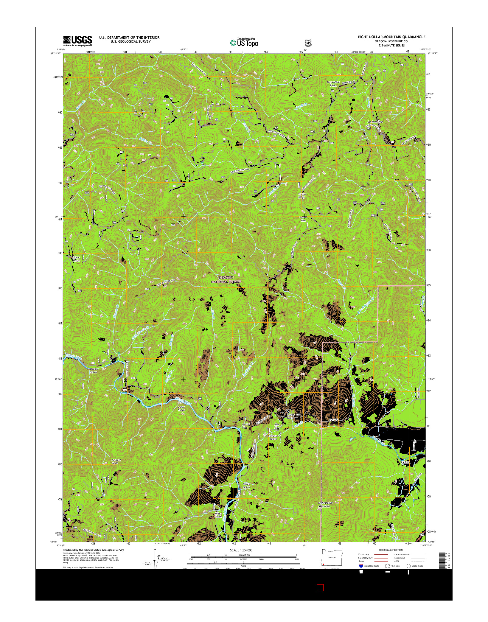 USGS US TOPO 7.5-MINUTE MAP FOR EIGHT DOLLAR MOUNTAIN, OR 2017