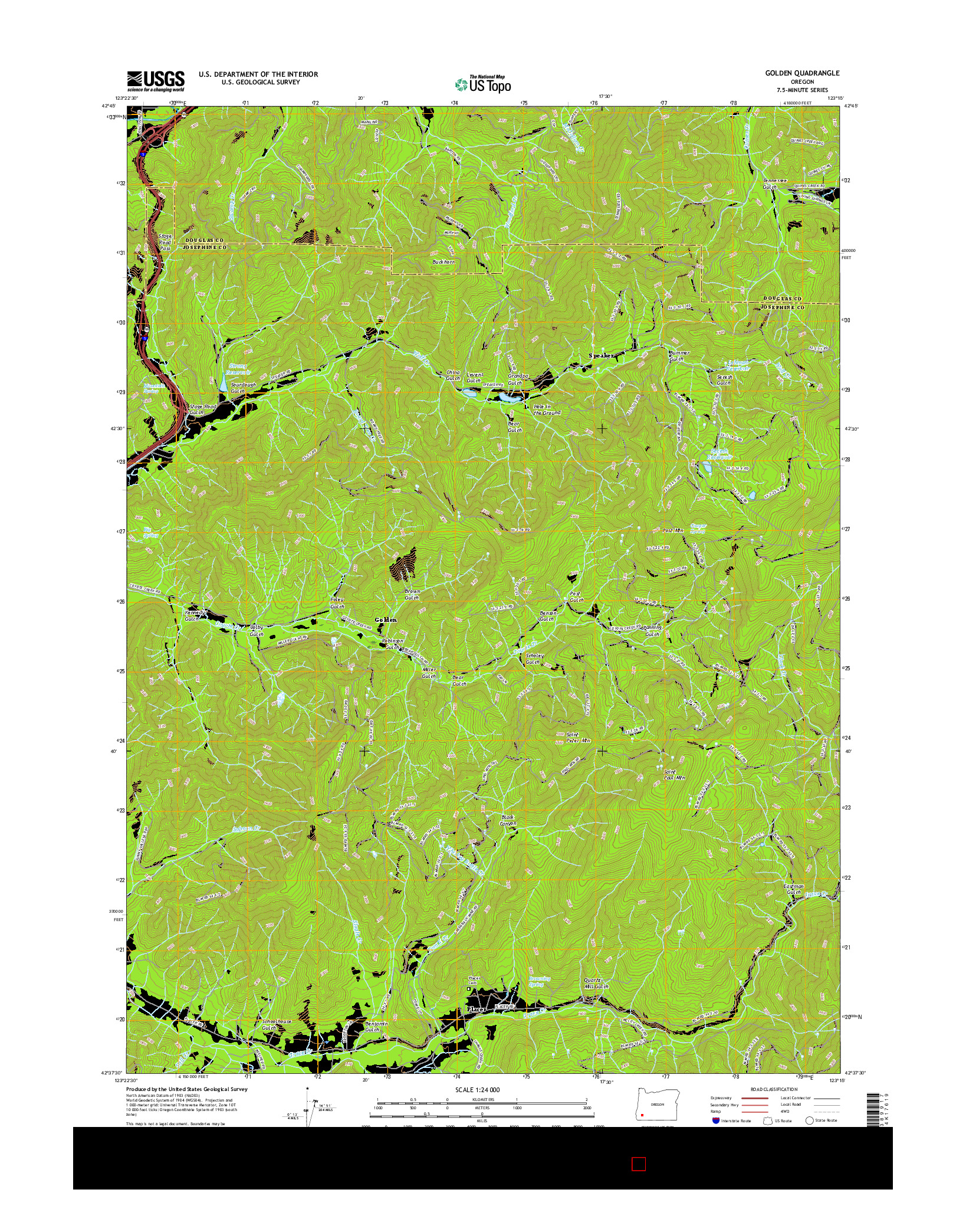 USGS US TOPO 7.5-MINUTE MAP FOR GOLDEN, OR 2017