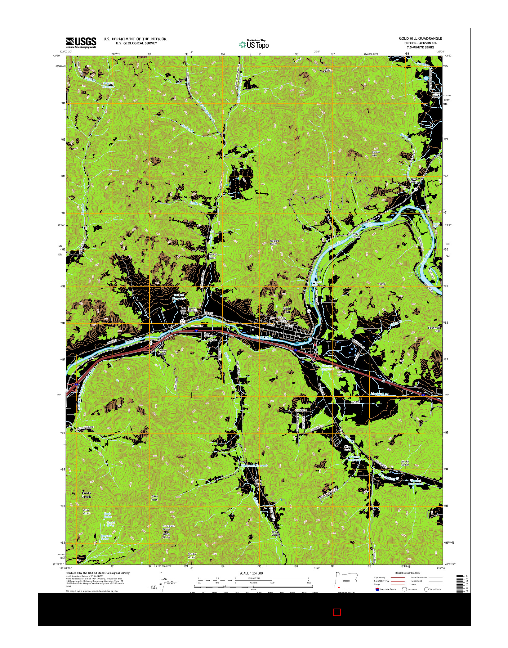 USGS US TOPO 7.5-MINUTE MAP FOR GOLD HILL, OR 2017