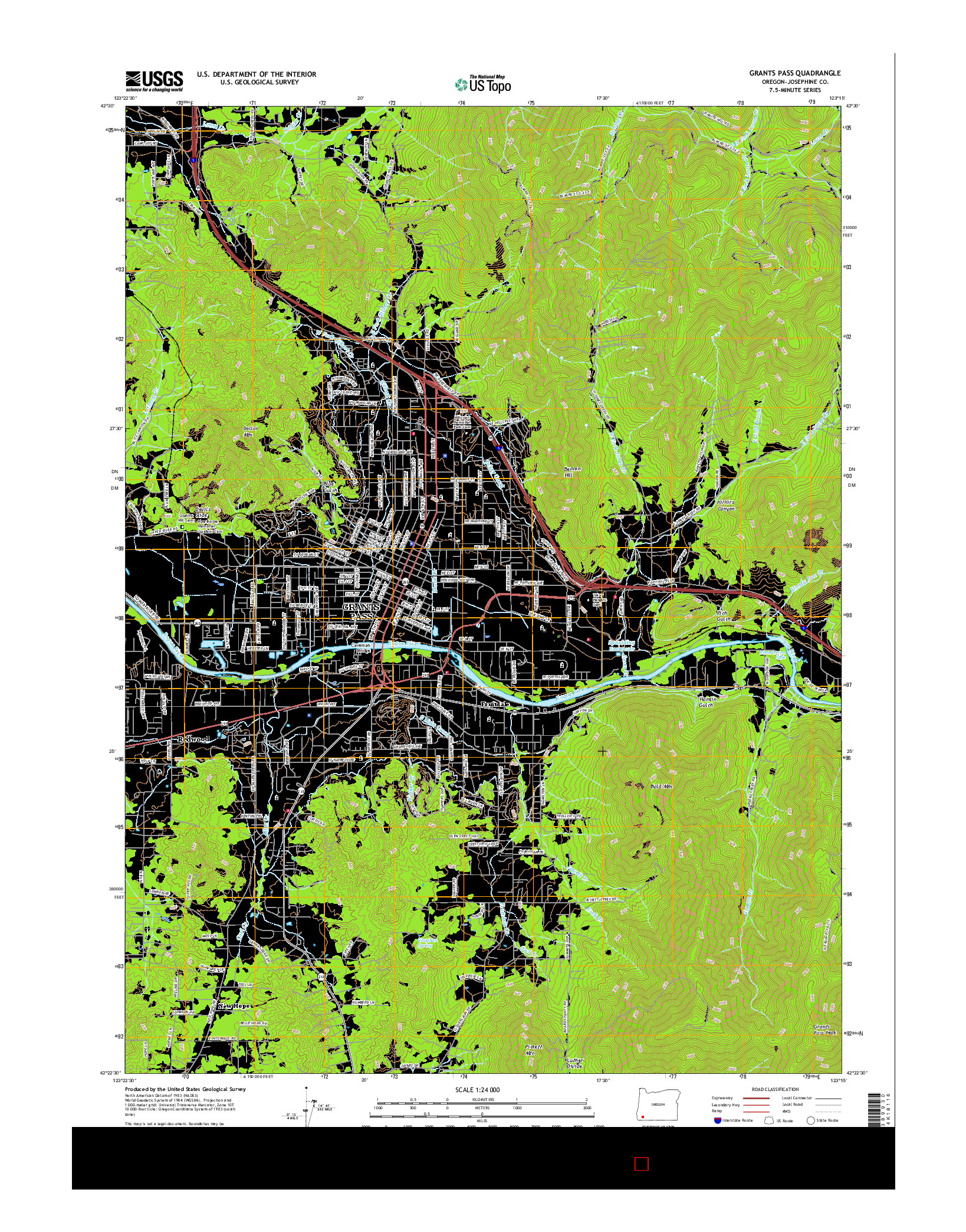 USGS US TOPO 7.5-MINUTE MAP FOR GRANTS PASS, OR 2017