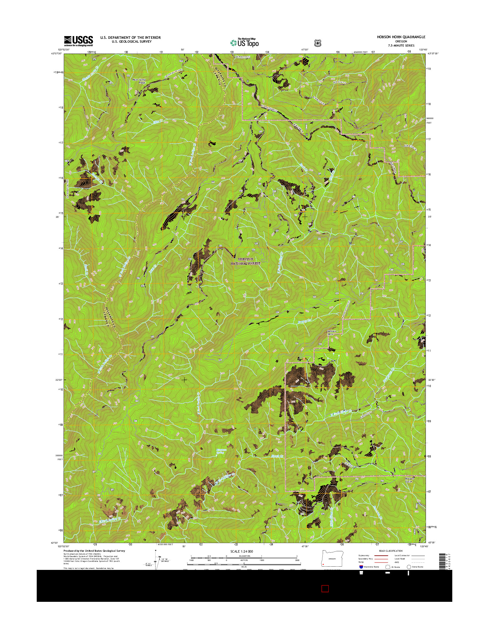 USGS US TOPO 7.5-MINUTE MAP FOR HOBSON HORN, OR 2017