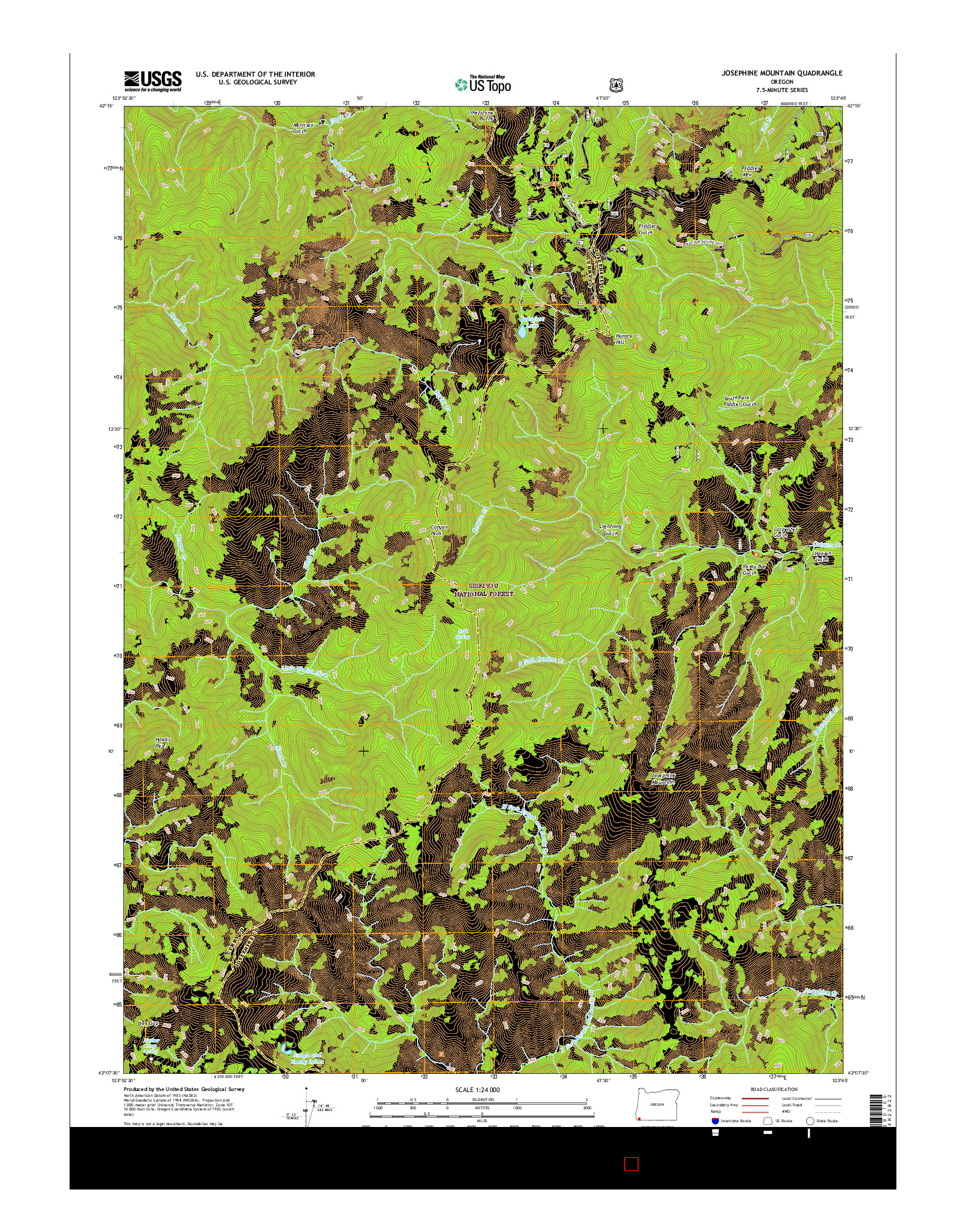 USGS US TOPO 7.5-MINUTE MAP FOR JOSEPHINE MOUNTAIN, OR 2017