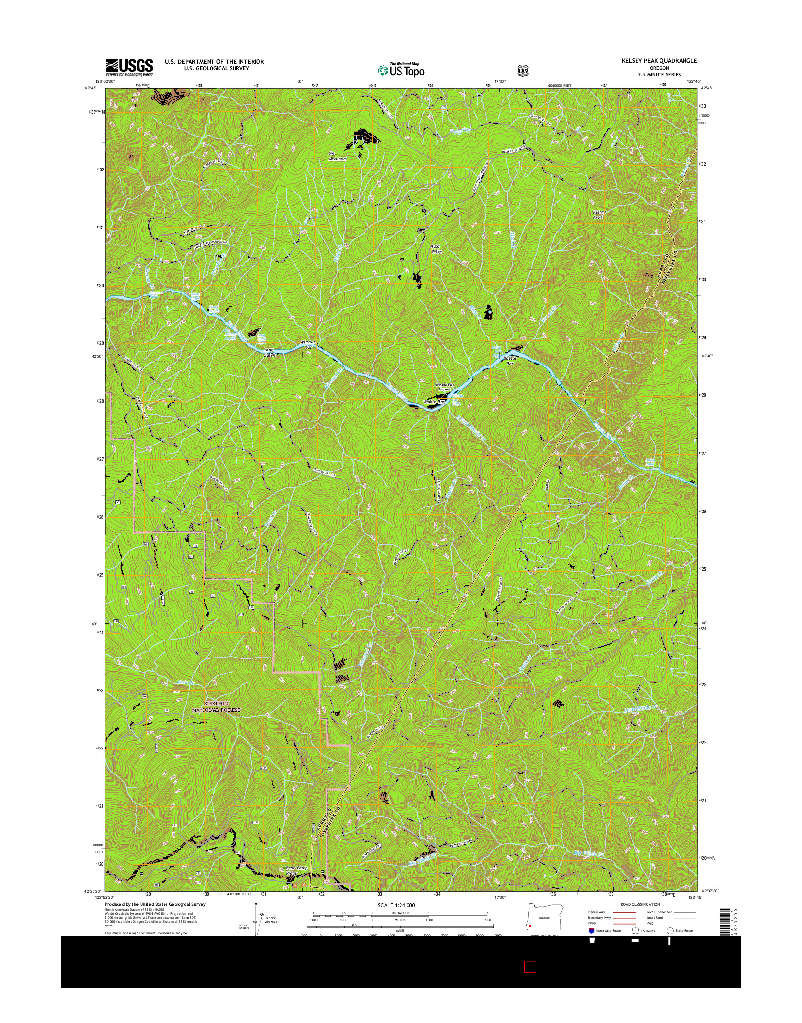 USGS US TOPO 7.5-MINUTE MAP FOR KELSEY PEAK, OR 2017