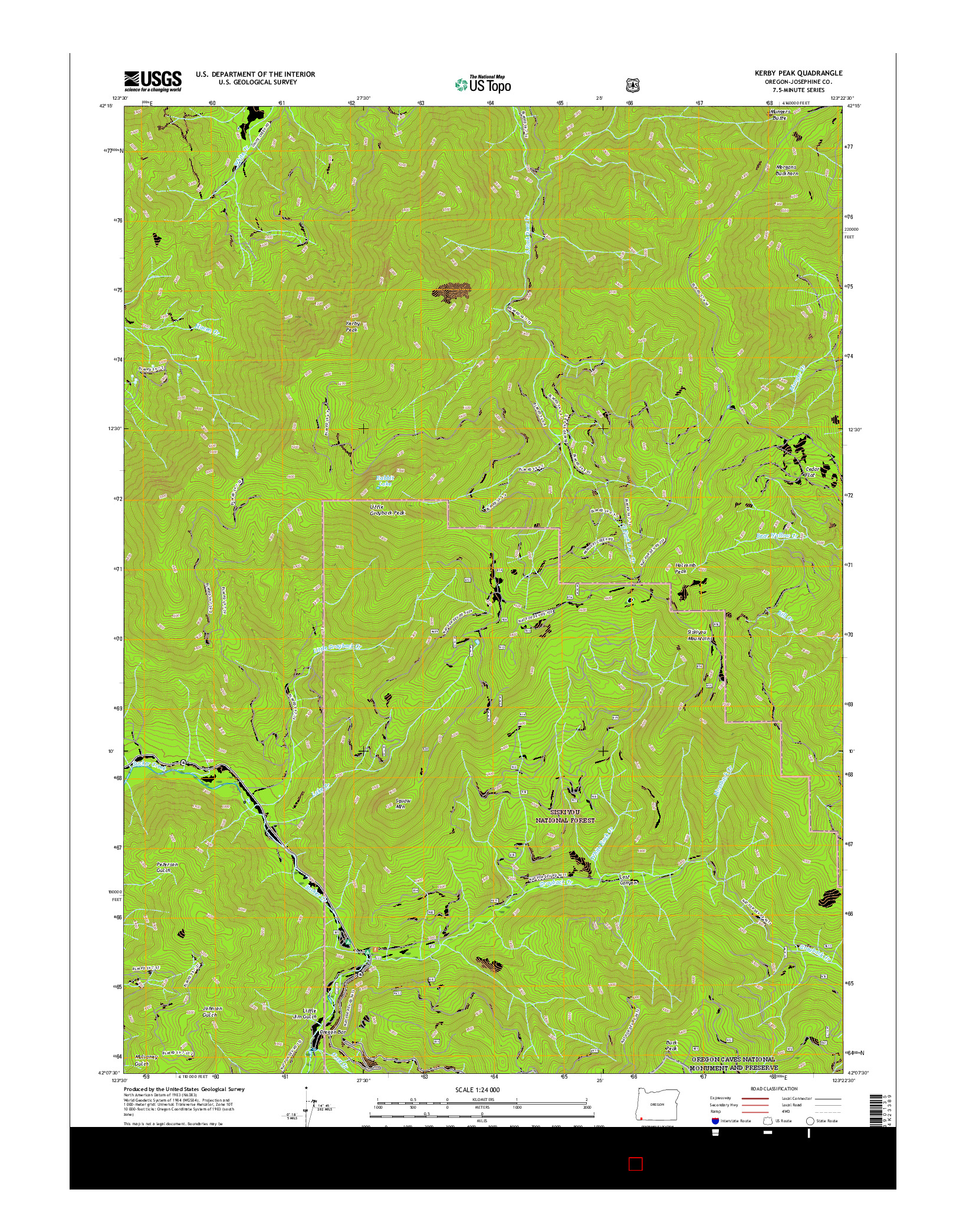USGS US TOPO 7.5-MINUTE MAP FOR KERBY PEAK, OR 2017