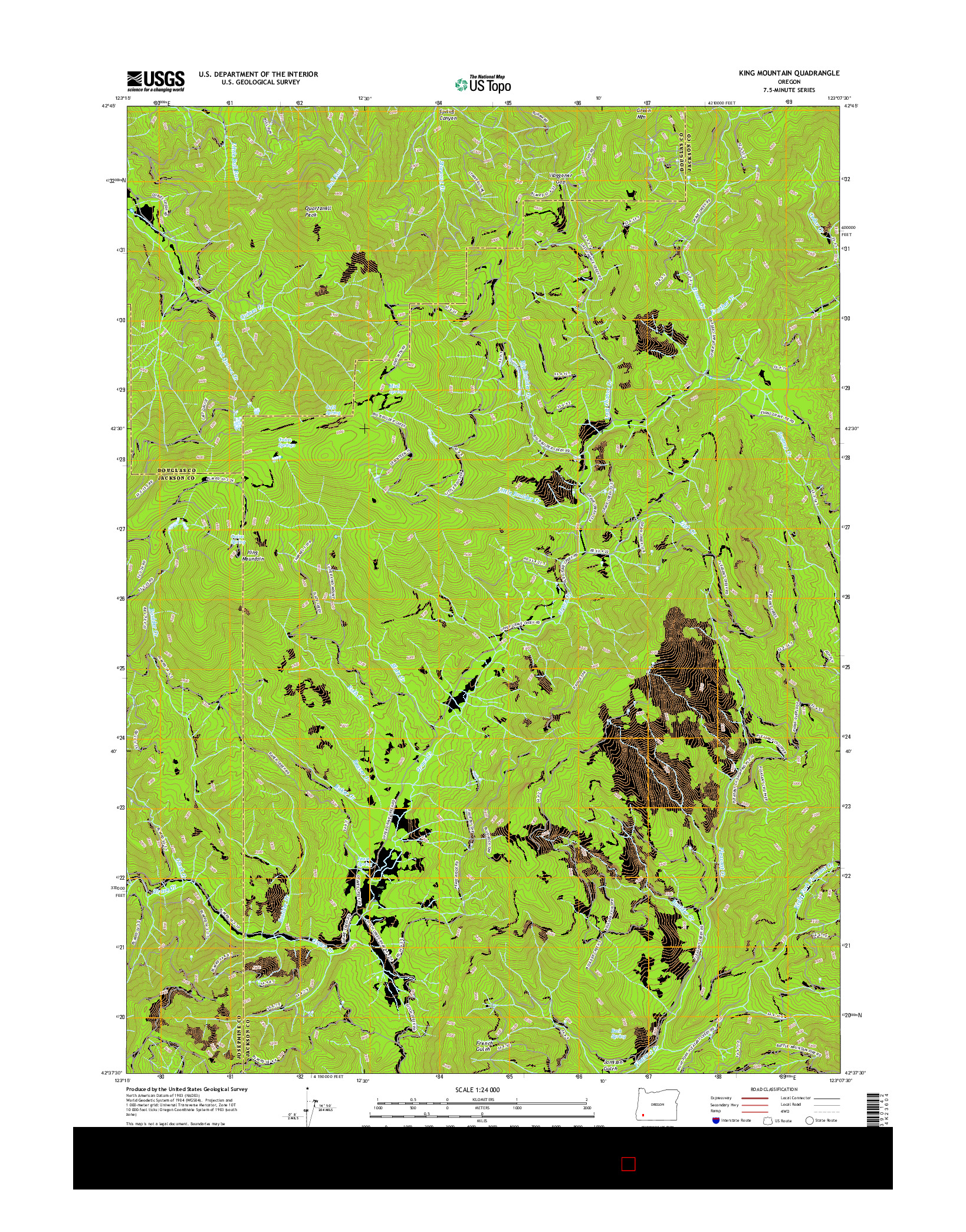 USGS US TOPO 7.5-MINUTE MAP FOR KING MOUNTAIN, OR 2017