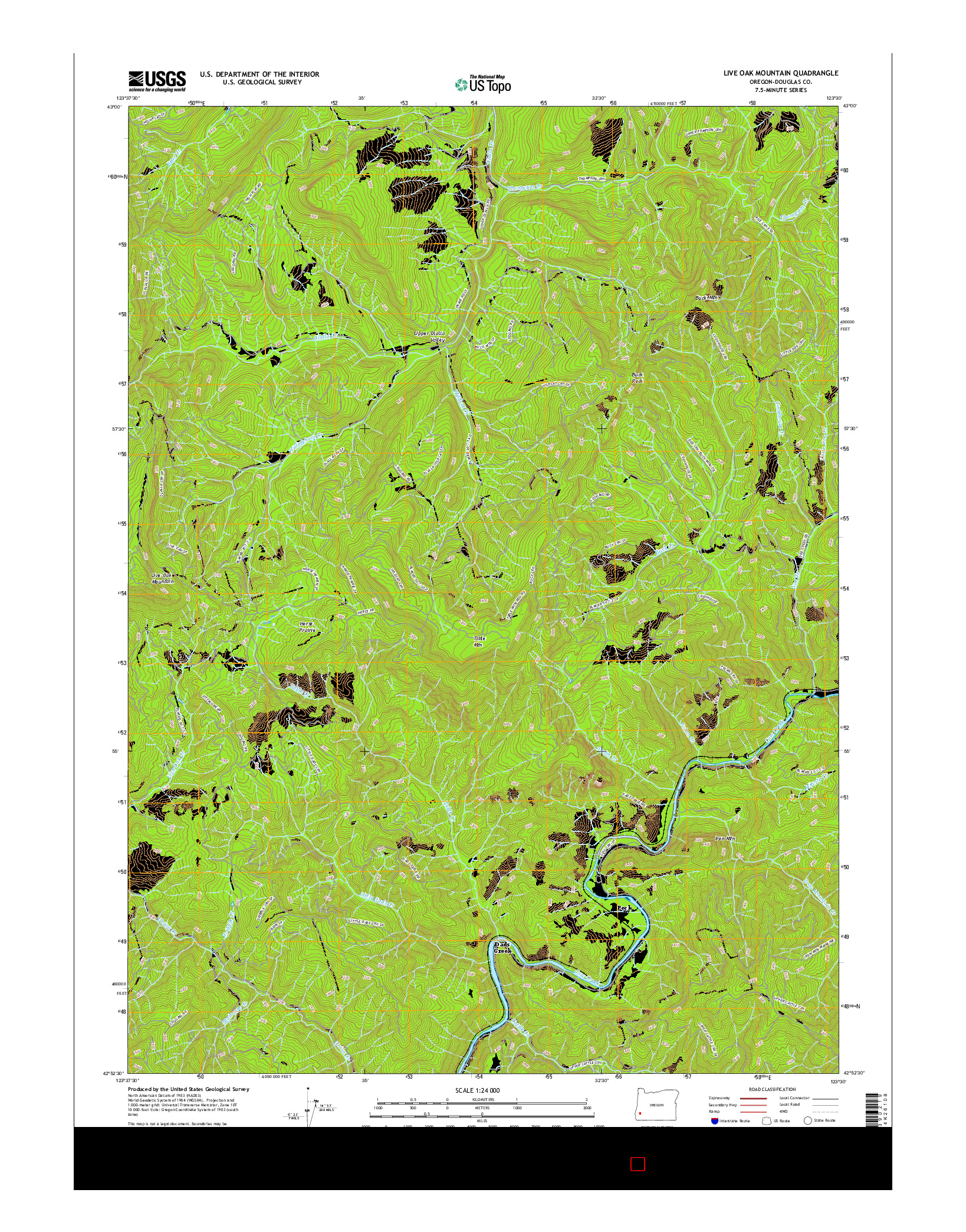 USGS US TOPO 7.5-MINUTE MAP FOR LIVE OAK MOUNTAIN, OR 2017