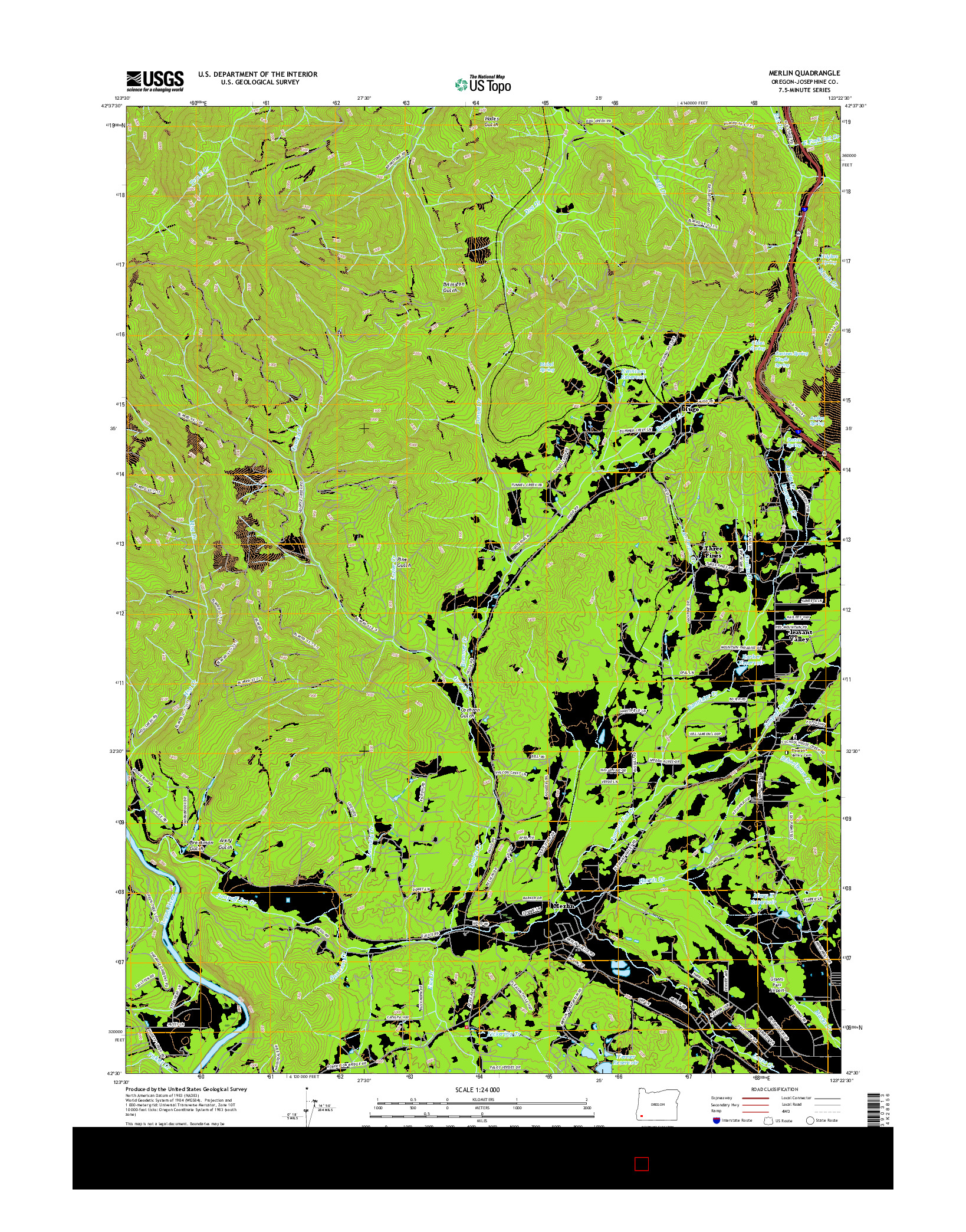 USGS US TOPO 7.5-MINUTE MAP FOR MERLIN, OR 2017