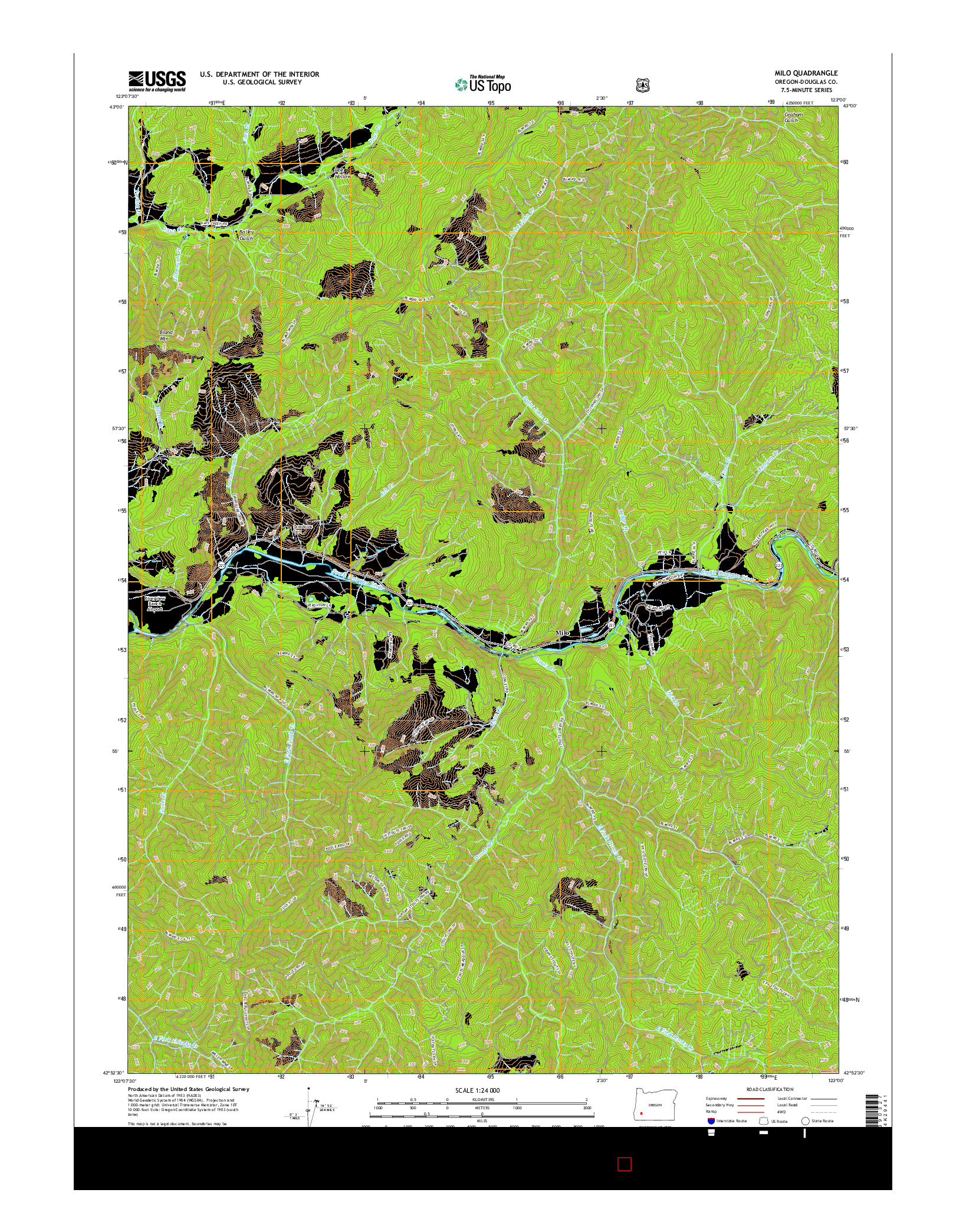 USGS US TOPO 7.5-MINUTE MAP FOR MILO, OR 2017