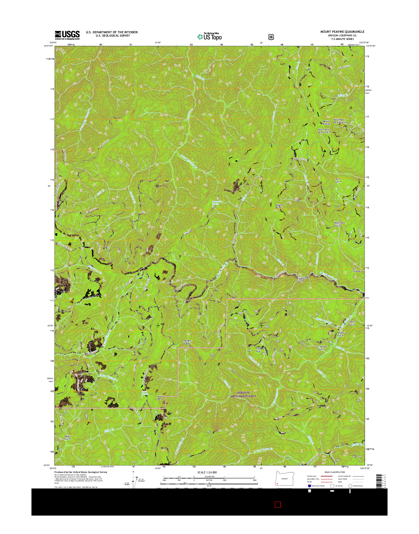 USGS US TOPO 7.5-MINUTE MAP FOR MOUNT PEAVINE, OR 2017