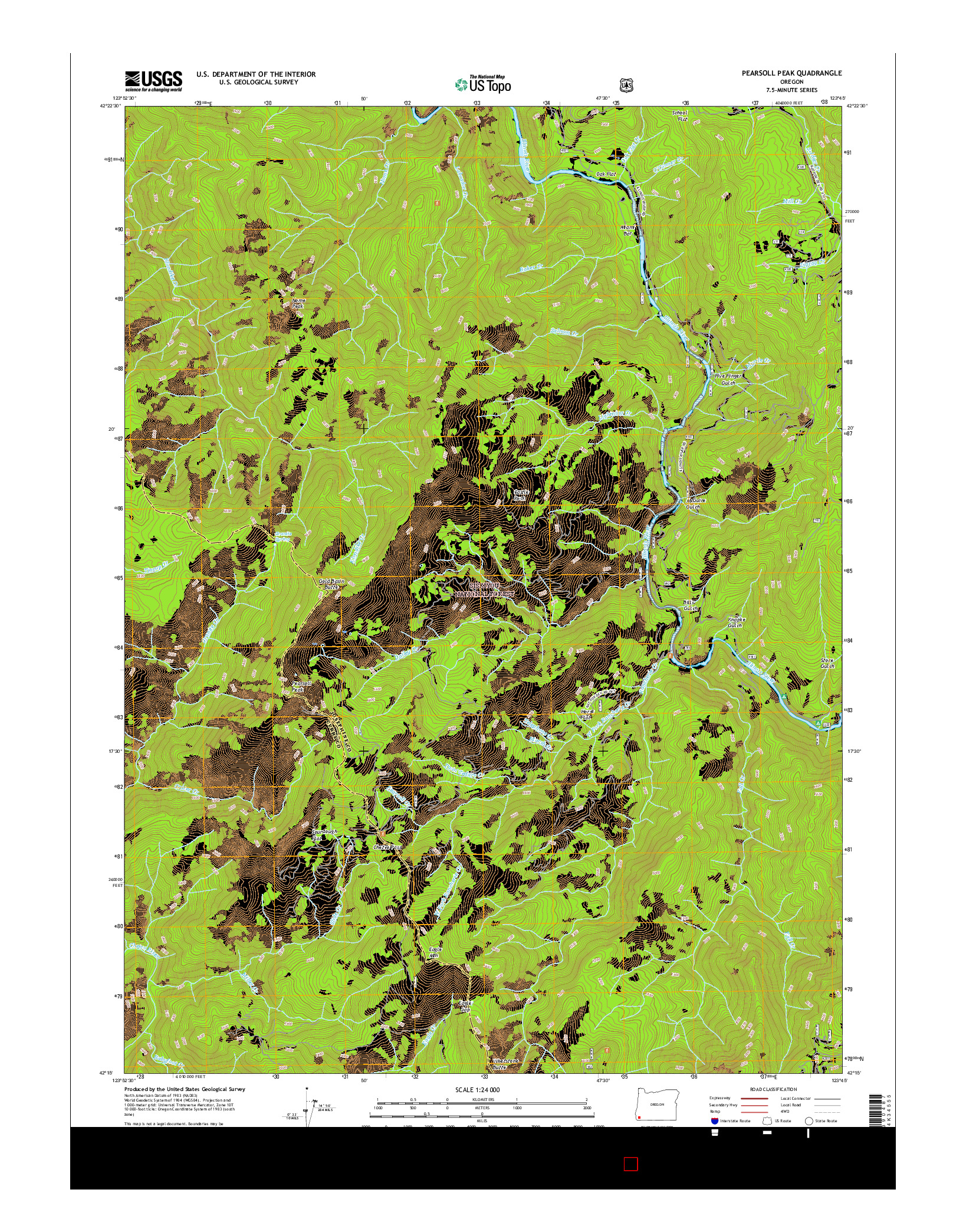 USGS US TOPO 7.5-MINUTE MAP FOR PEARSOLL PEAK, OR 2017