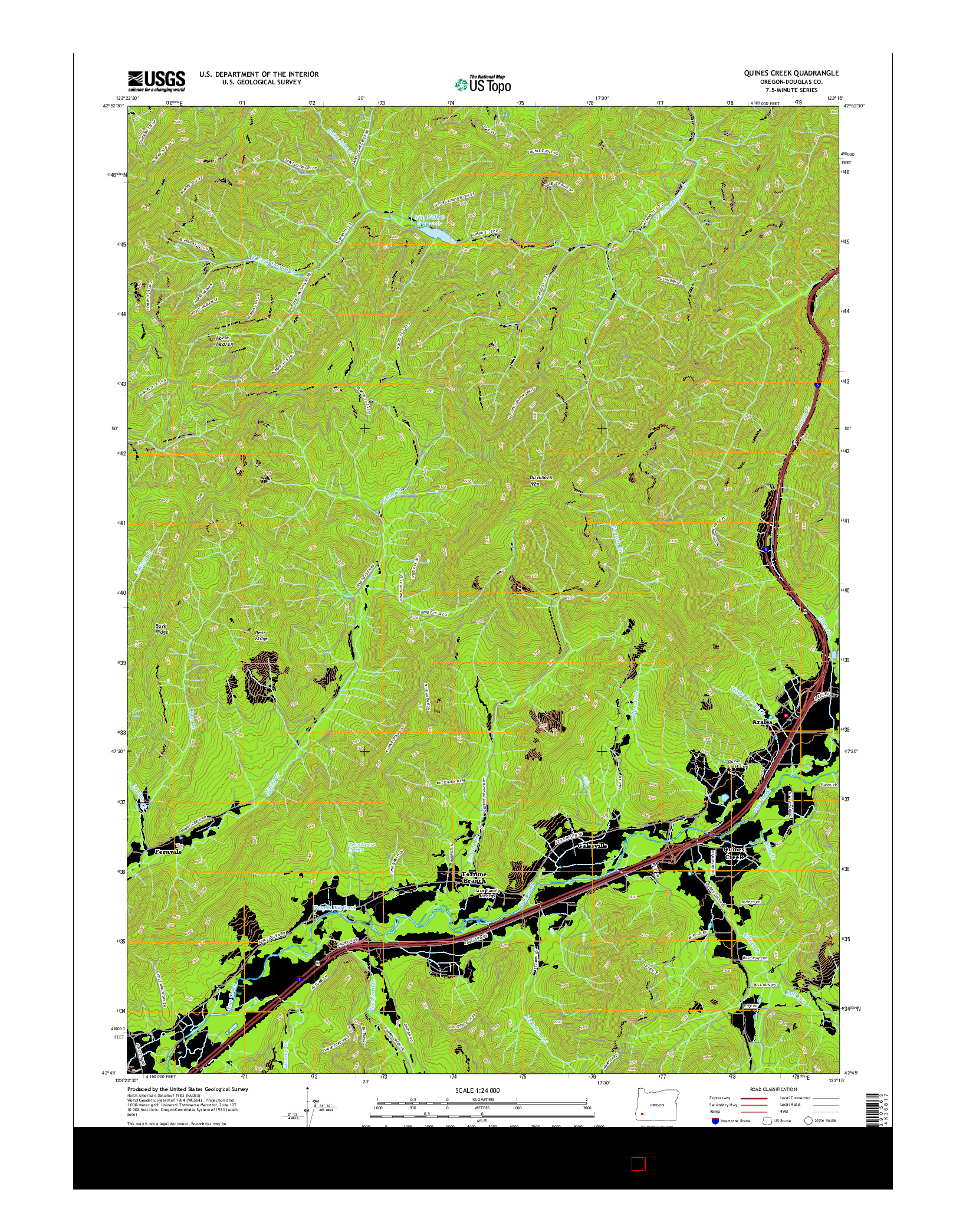 USGS US TOPO 7.5-MINUTE MAP FOR QUINES CREEK, OR 2017