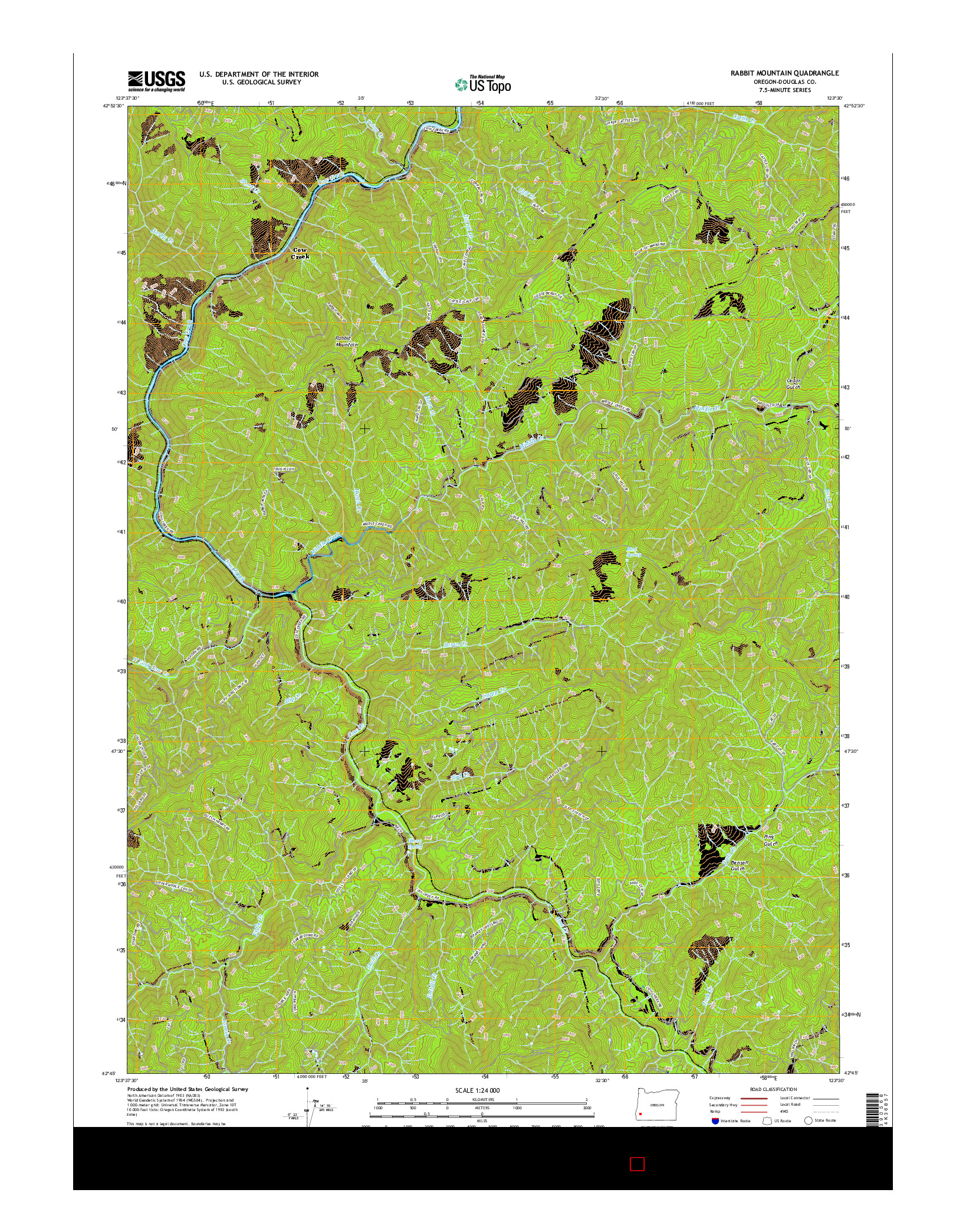 USGS US TOPO 7.5-MINUTE MAP FOR RABBIT MOUNTAIN, OR 2017