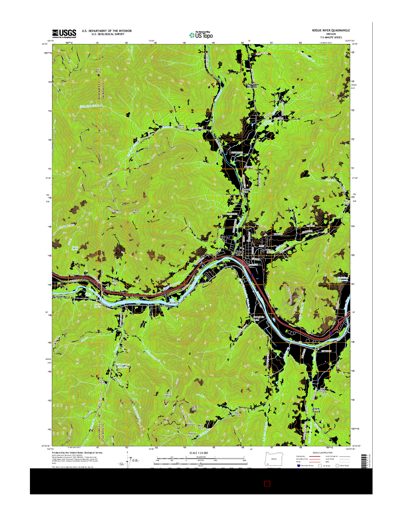 USGS US TOPO 7.5-MINUTE MAP FOR ROGUE RIVER, OR 2017