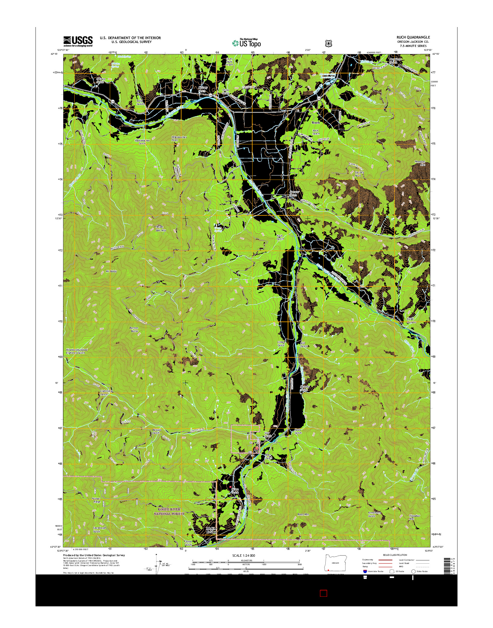 USGS US TOPO 7.5-MINUTE MAP FOR RUCH, OR 2017