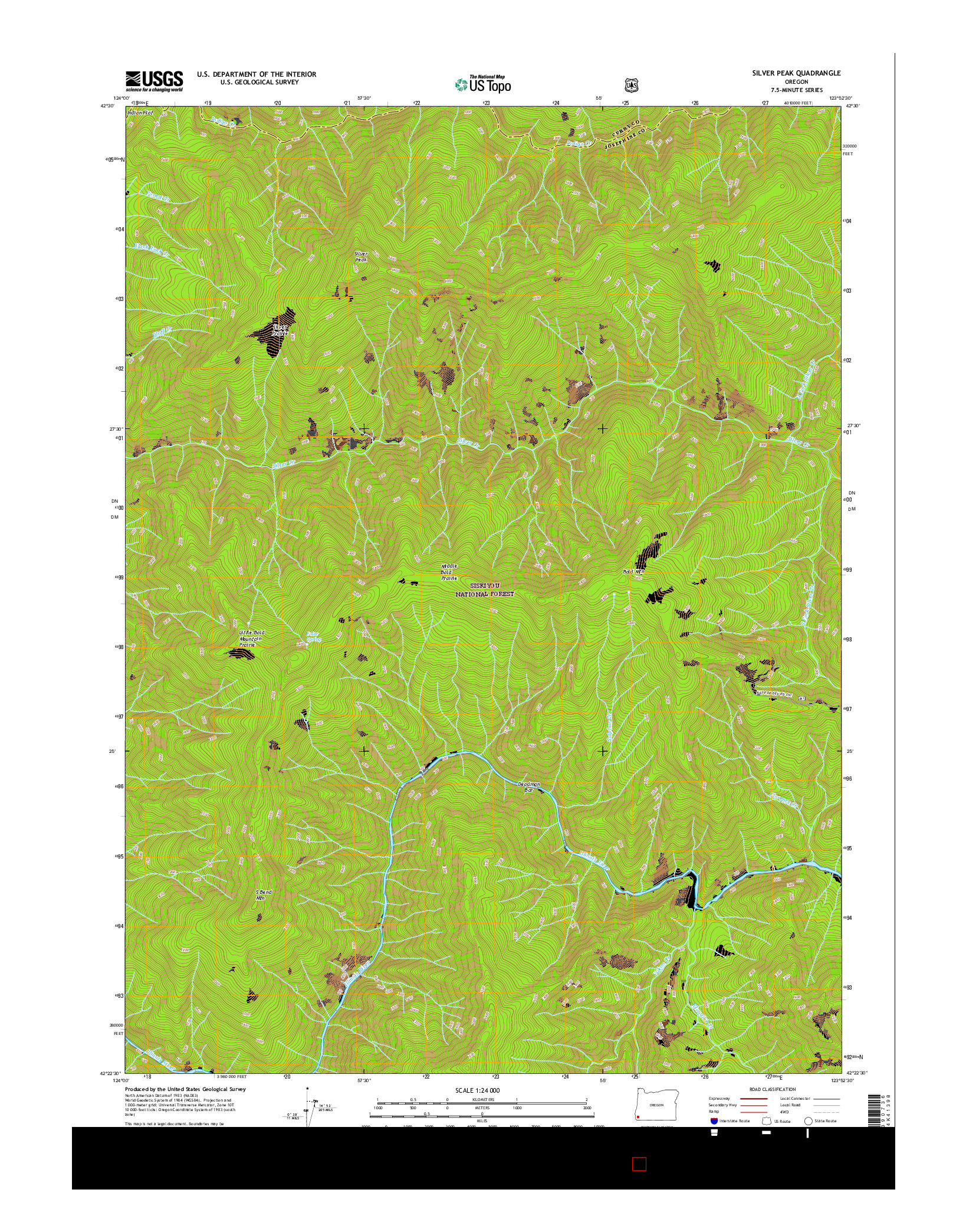 USGS US TOPO 7.5-MINUTE MAP FOR SILVER PEAK, OR 2017