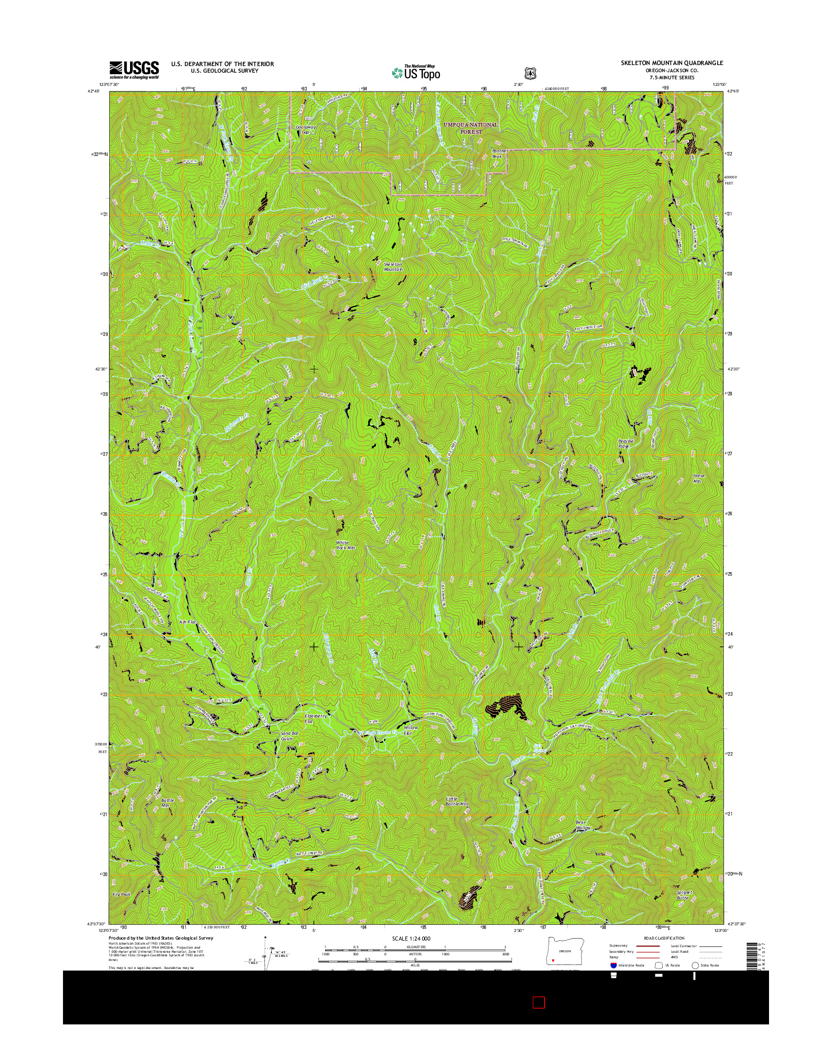 USGS US TOPO 7.5-MINUTE MAP FOR SKELETON MOUNTAIN, OR 2017