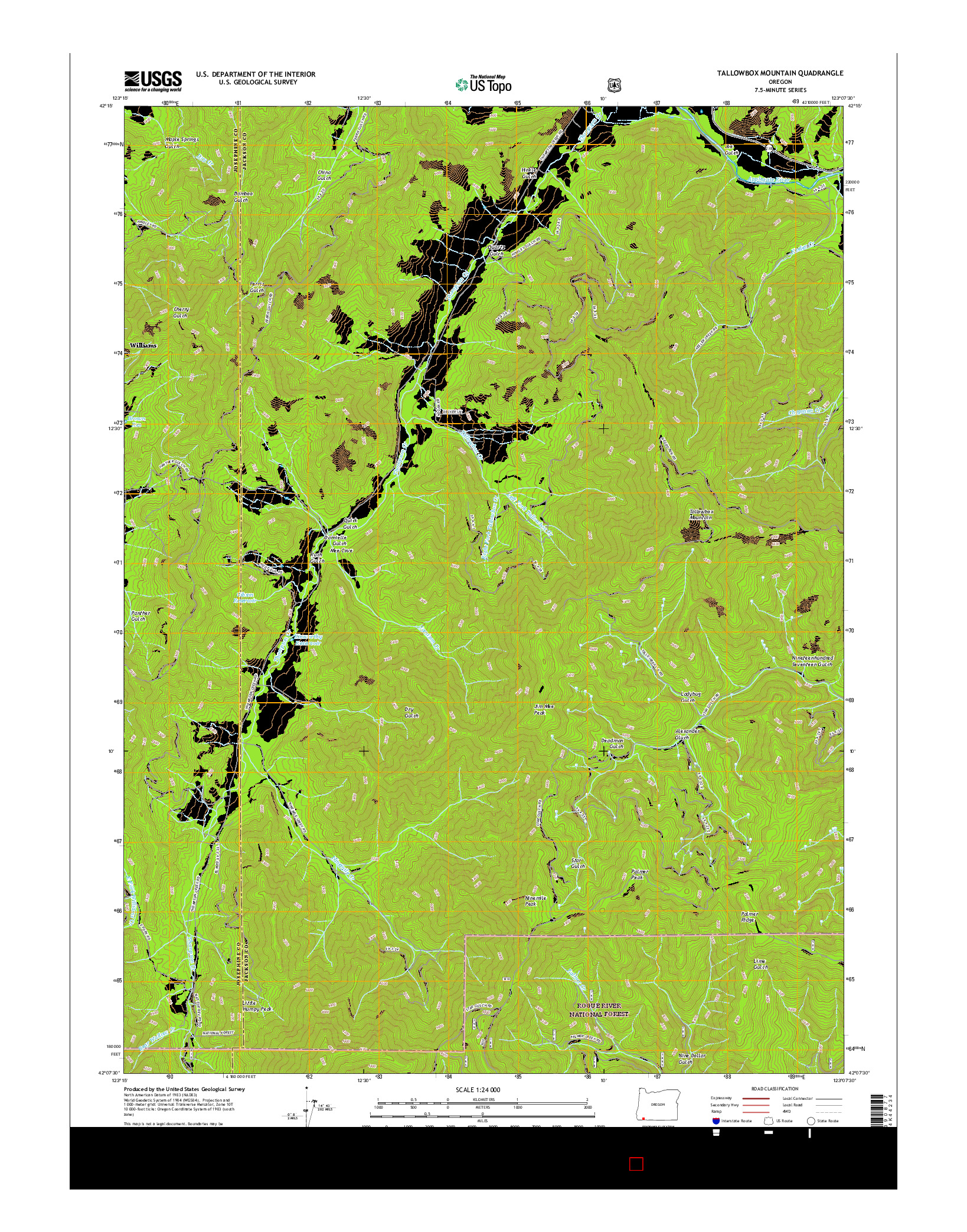 USGS US TOPO 7.5-MINUTE MAP FOR TALLOWBOX MOUNTAIN, OR 2017