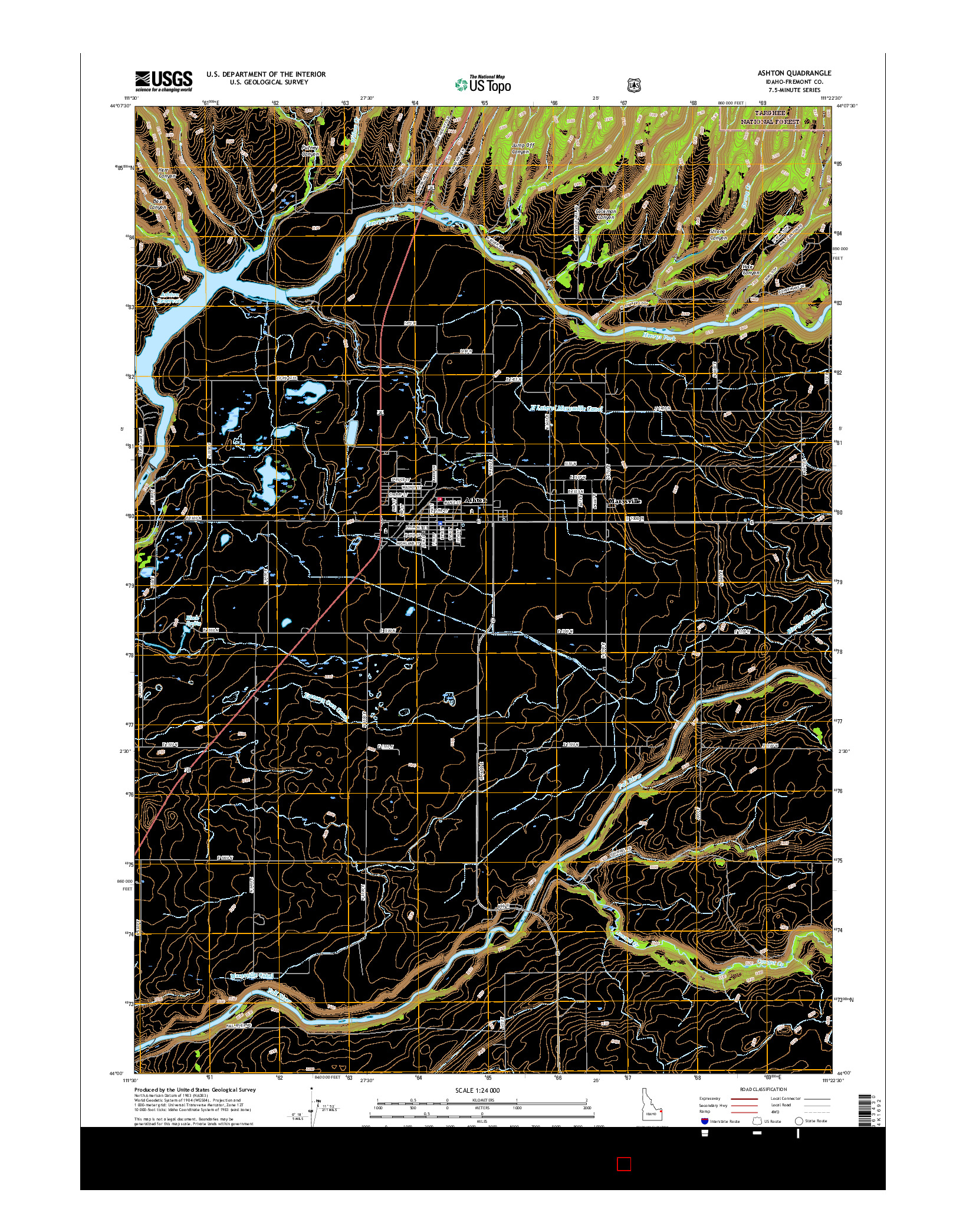 USGS US TOPO 7.5-MINUTE MAP FOR ASHTON, ID 2017