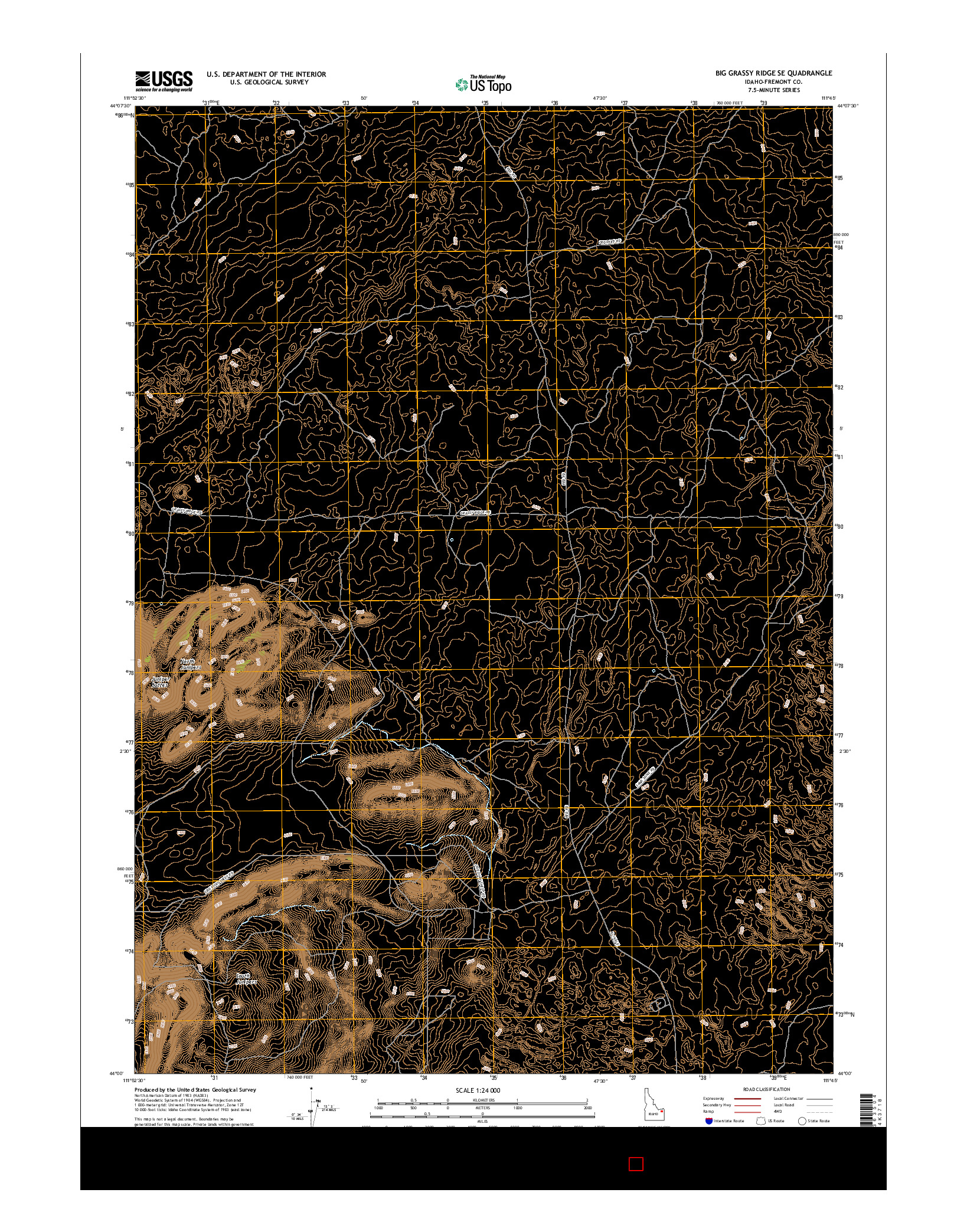 USGS US TOPO 7.5-MINUTE MAP FOR BIG GRASSY RIDGE SE, ID 2017