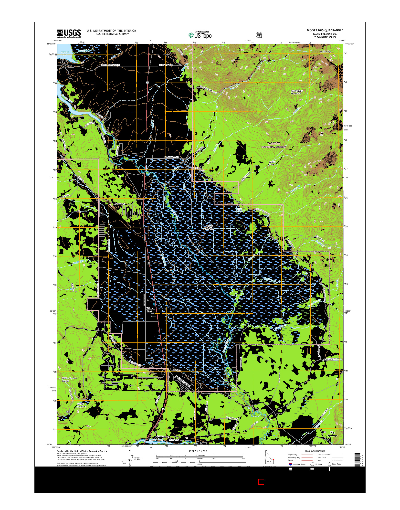 USGS US TOPO 7.5-MINUTE MAP FOR BIG SPRINGS, ID 2017