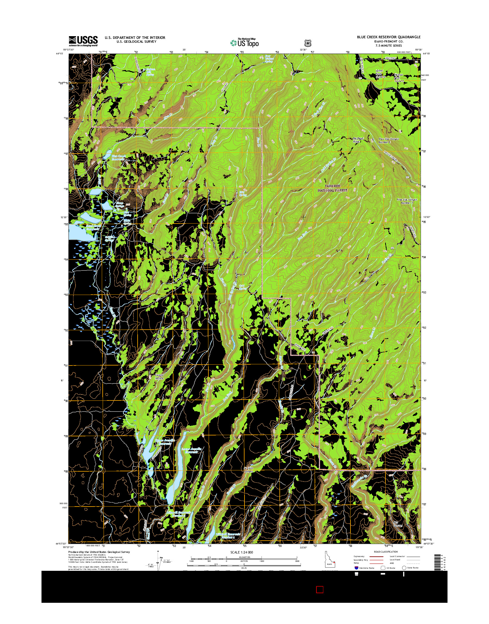 USGS US TOPO 7.5-MINUTE MAP FOR BLUE CREEK RESERVOIR, ID 2017