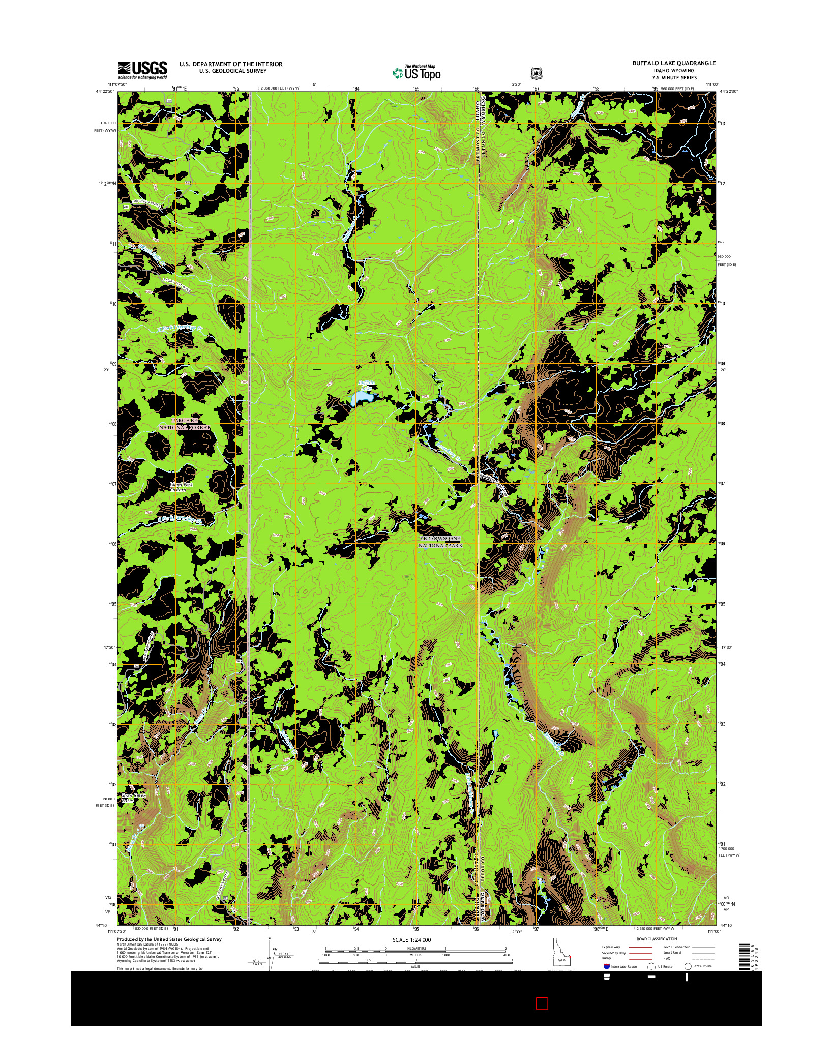 USGS US TOPO 7.5-MINUTE MAP FOR BUFFALO LAKE, ID-WY 2017