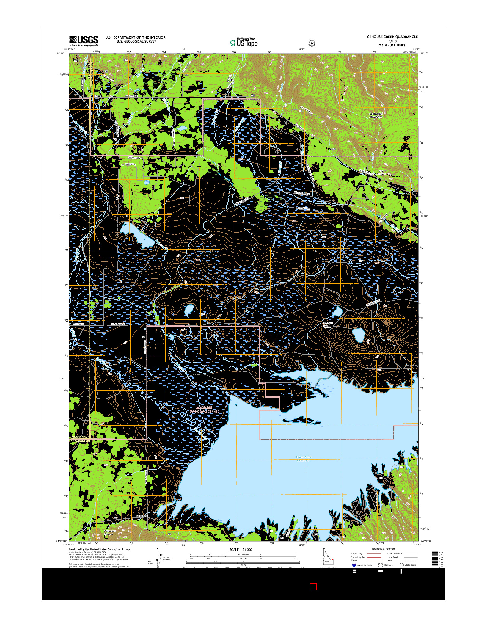 USGS US TOPO 7.5-MINUTE MAP FOR ICEHOUSE CREEK, ID 2017