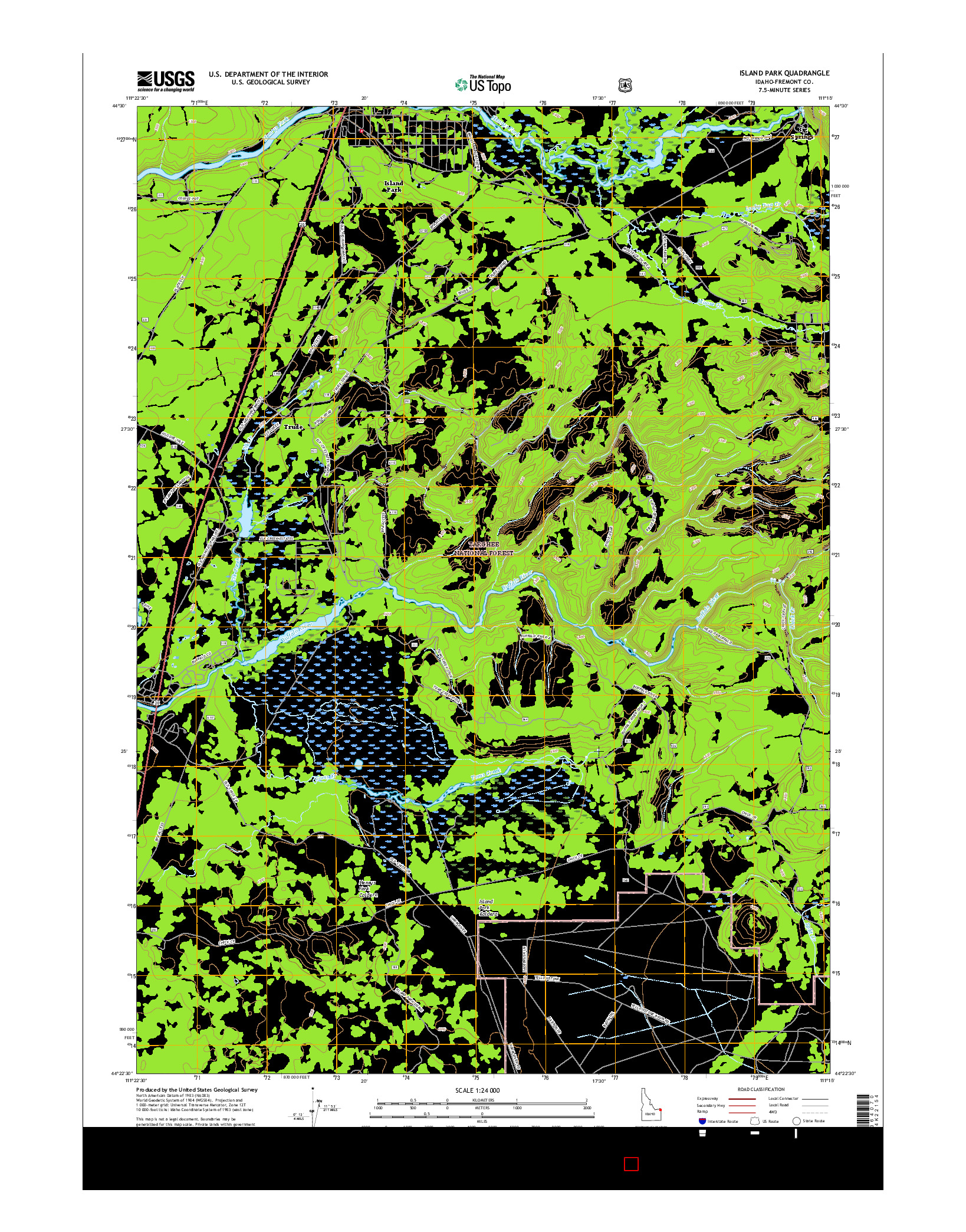 USGS US TOPO 7.5-MINUTE MAP FOR ISLAND PARK, ID 2017